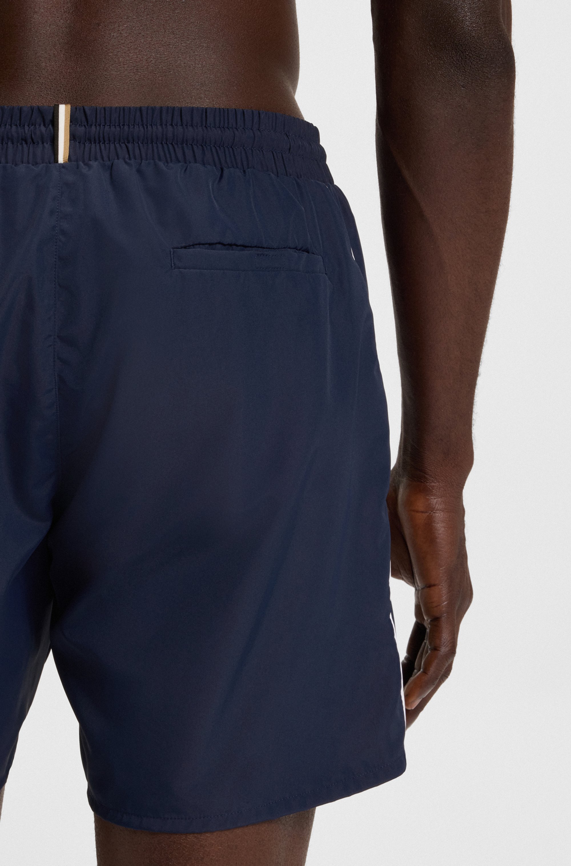 Quick-dry swim shorts with logo print