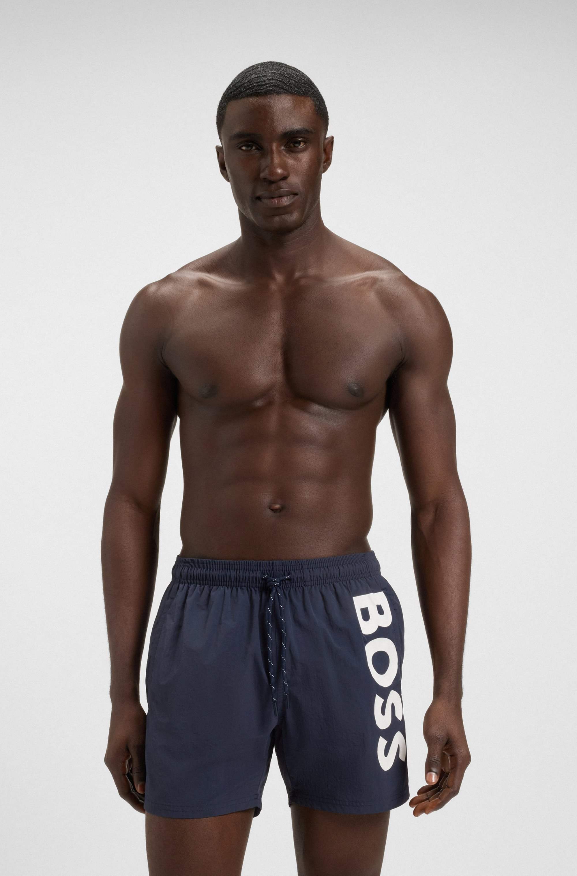 Contrast-logo swim shorts in quick-drying fabric
