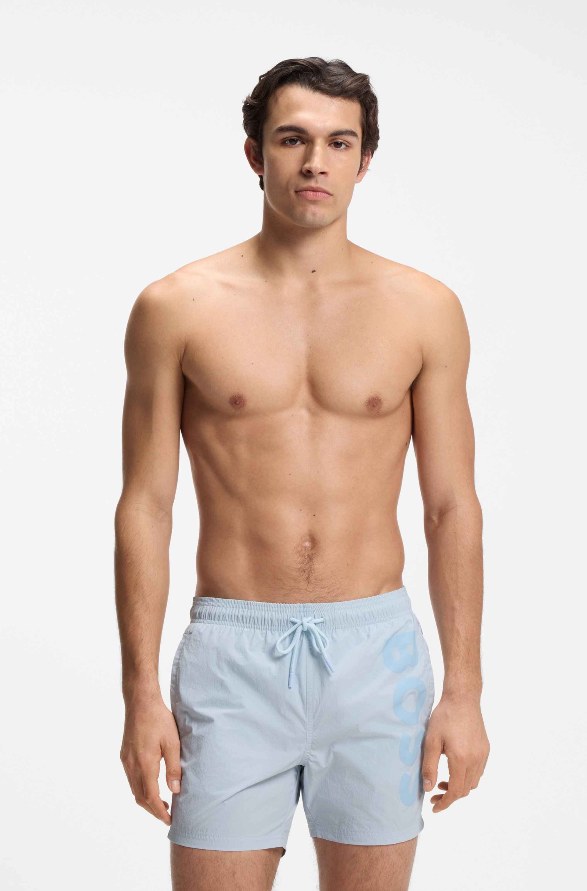 Quick-drying swim shorts with printed logo