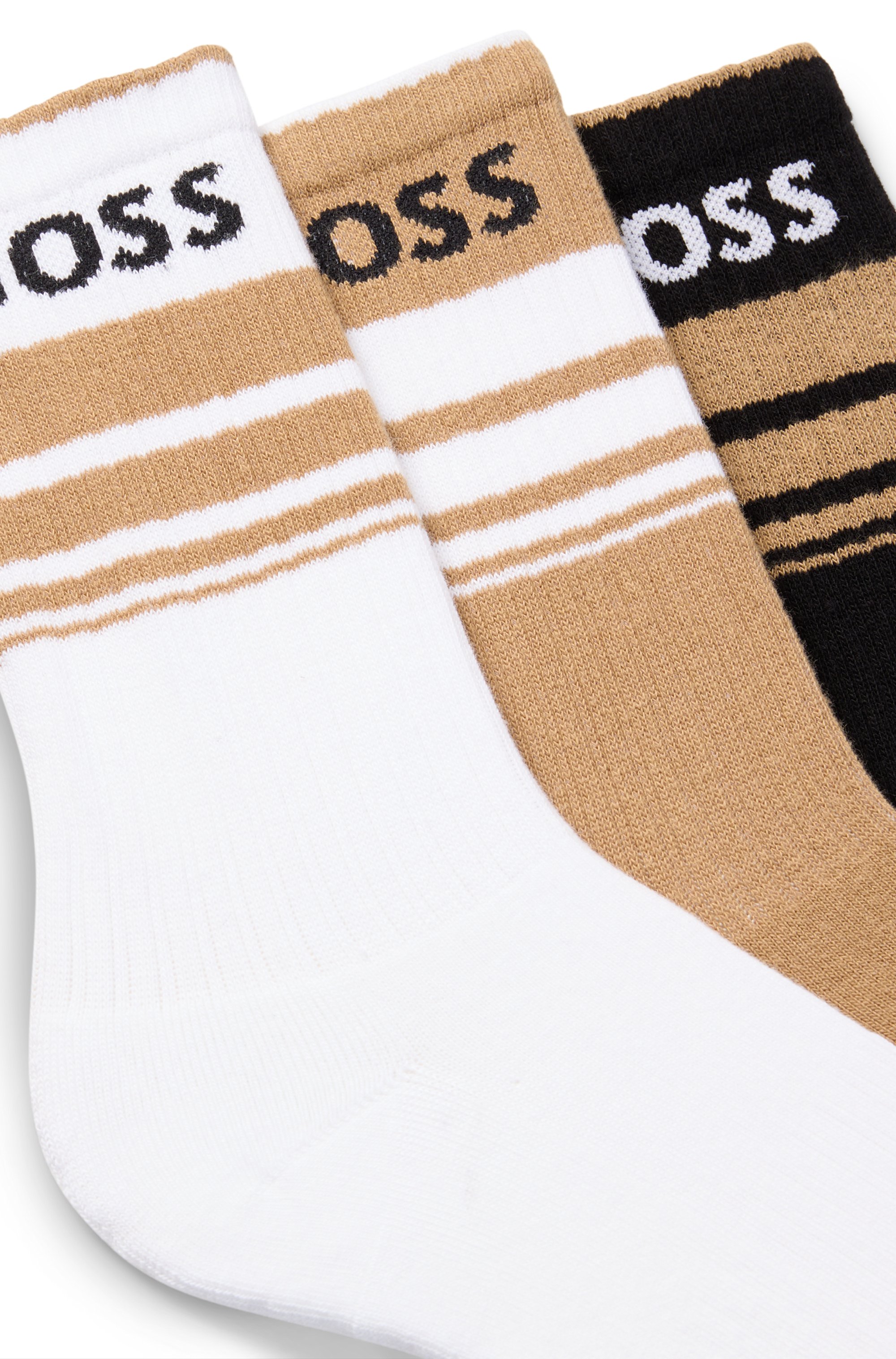 Three-pack of short socks with stripes and logos