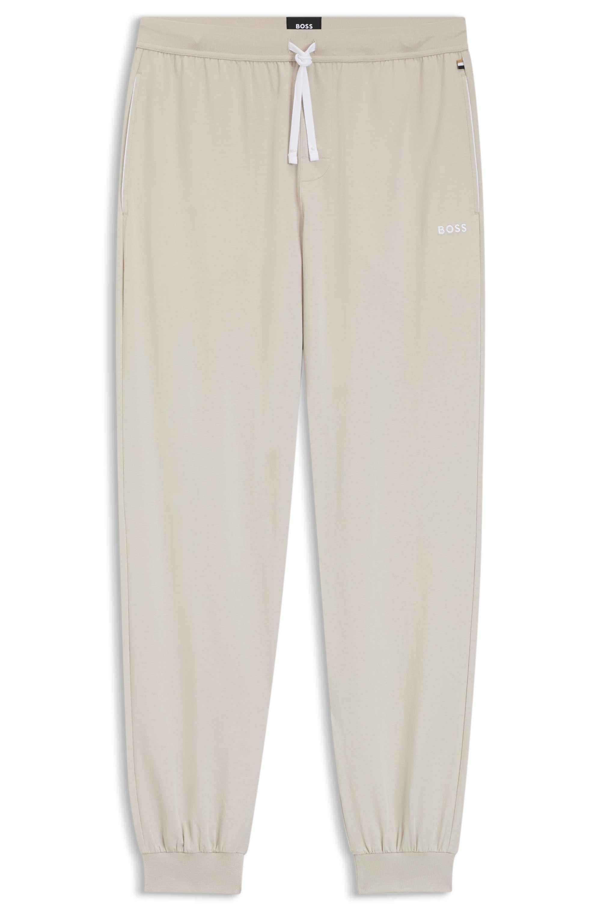 Stretch-cotton tracksuit bottoms with embroidered logo