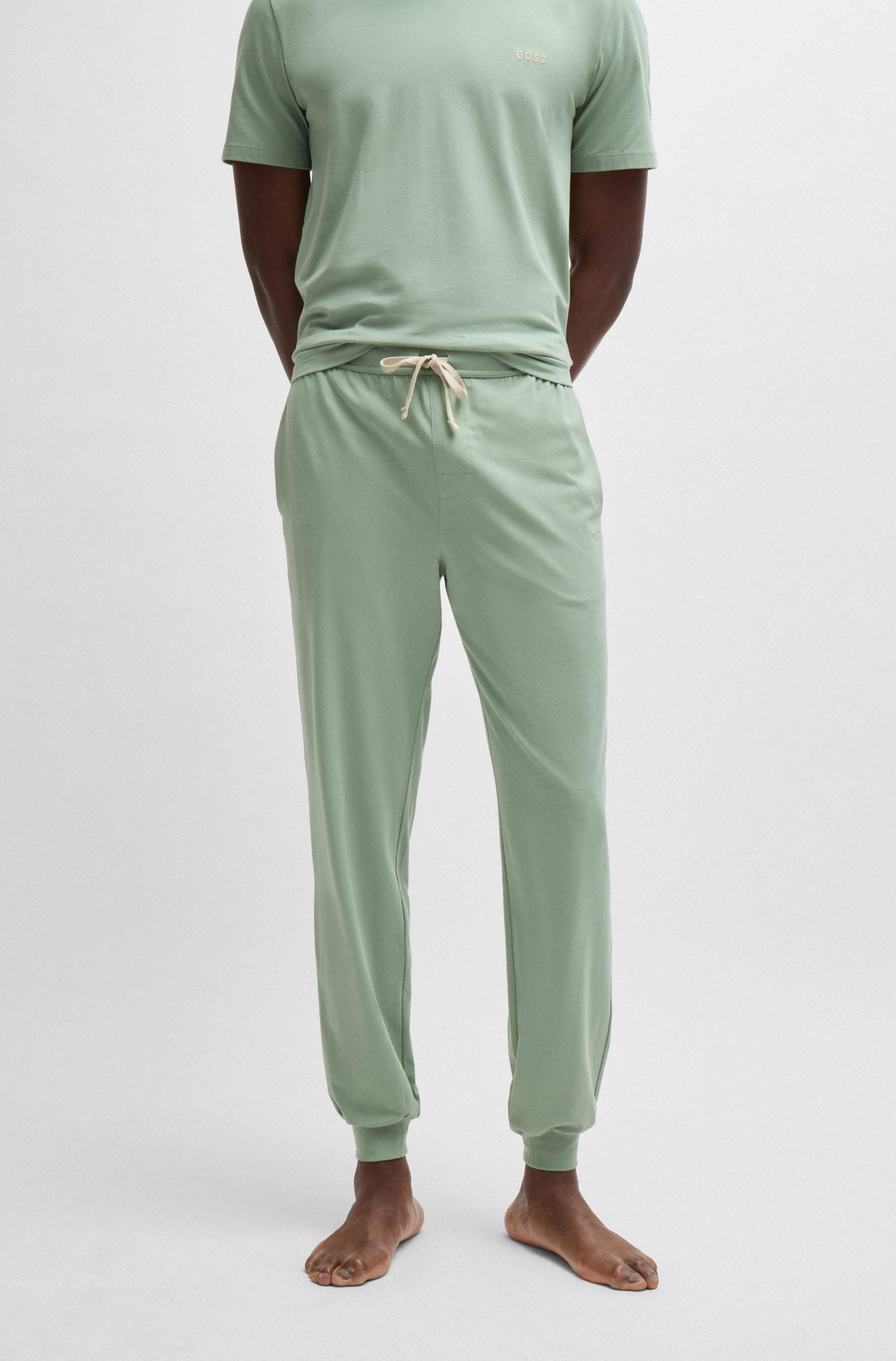 Stretch-cotton tracksuit bottoms with embroidered logo