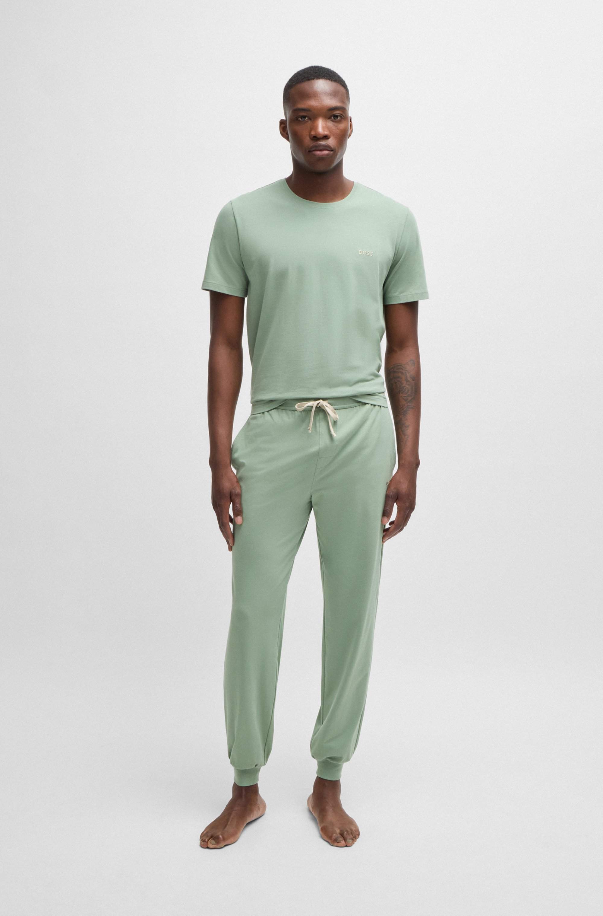 Stretch-cotton tracksuit bottoms with embroidered logo