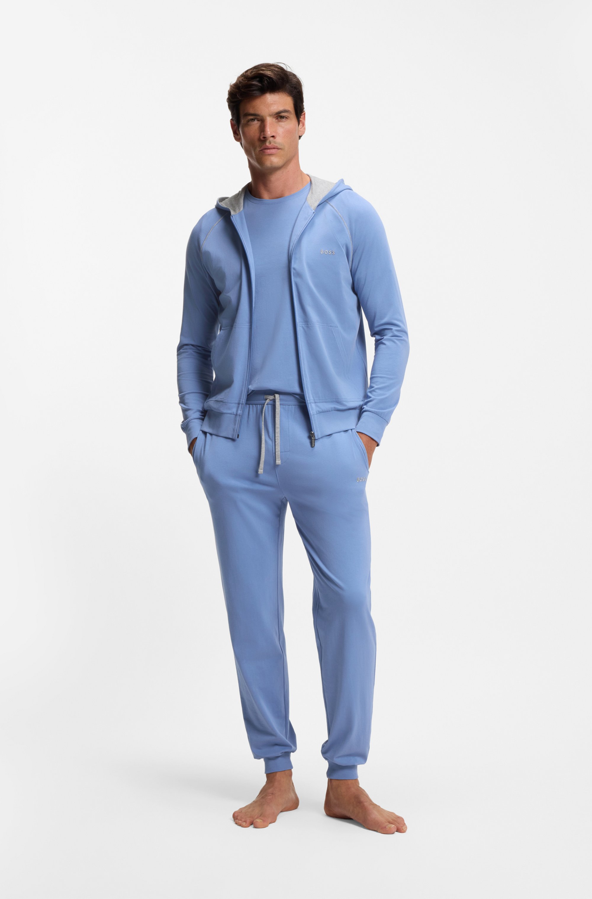 Stretch-cotton tracksuit bottoms with embroidered logo