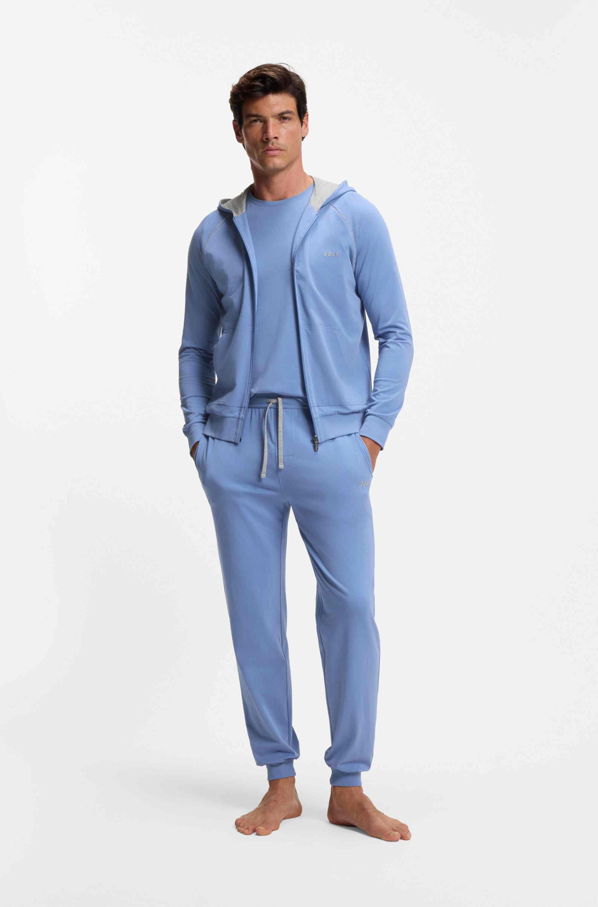 Stretch-cotton tracksuit bottoms with embroidered logo