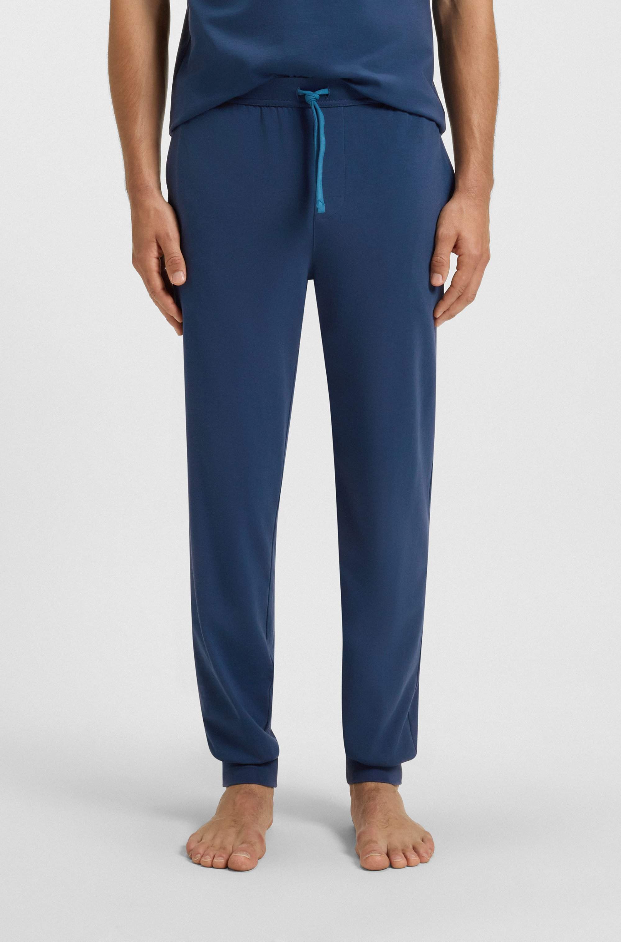 Stretch-cotton tracksuit bottoms with embroidered logo