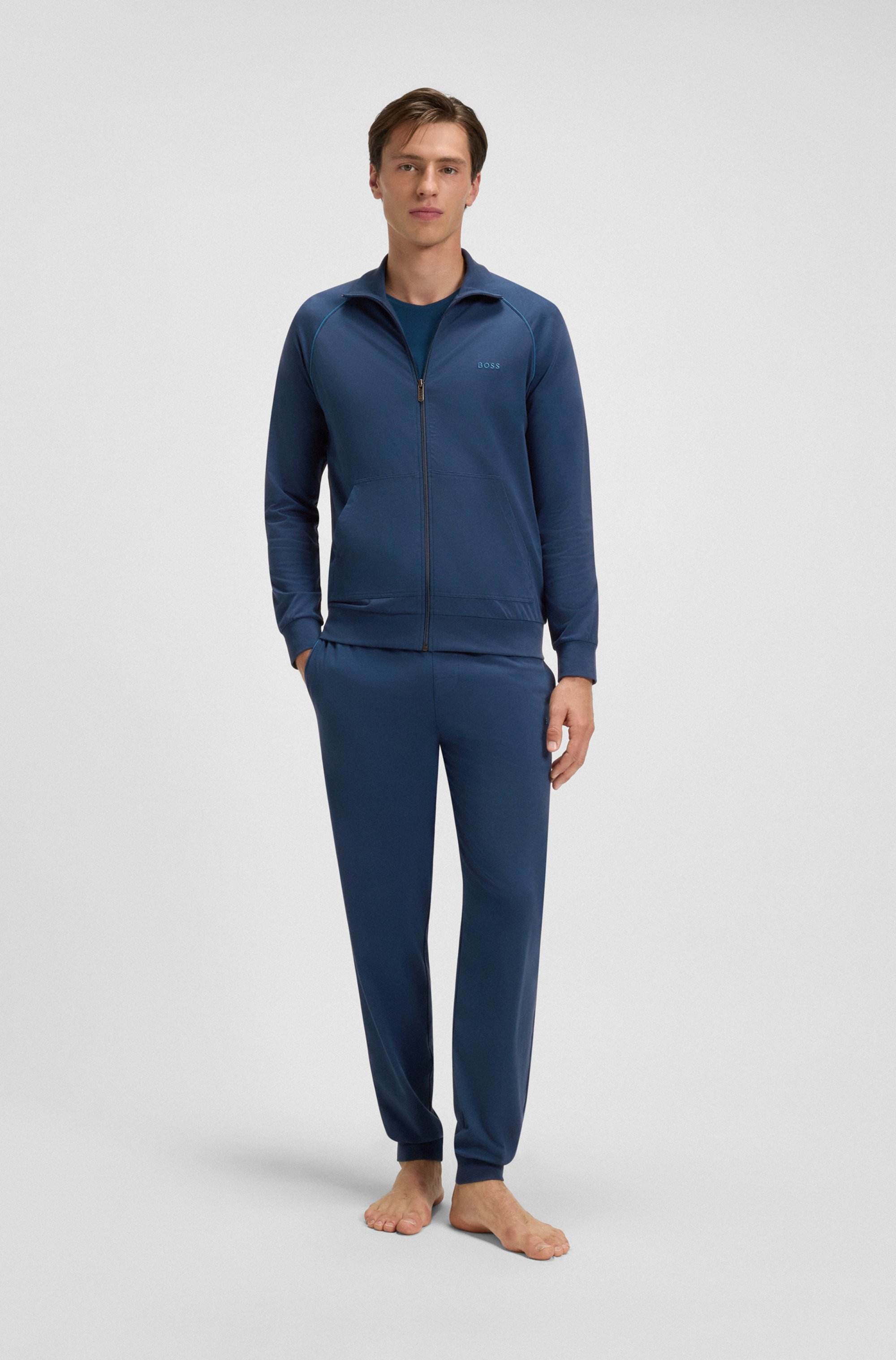 Stretch-cotton tracksuit bottoms with embroidered logo