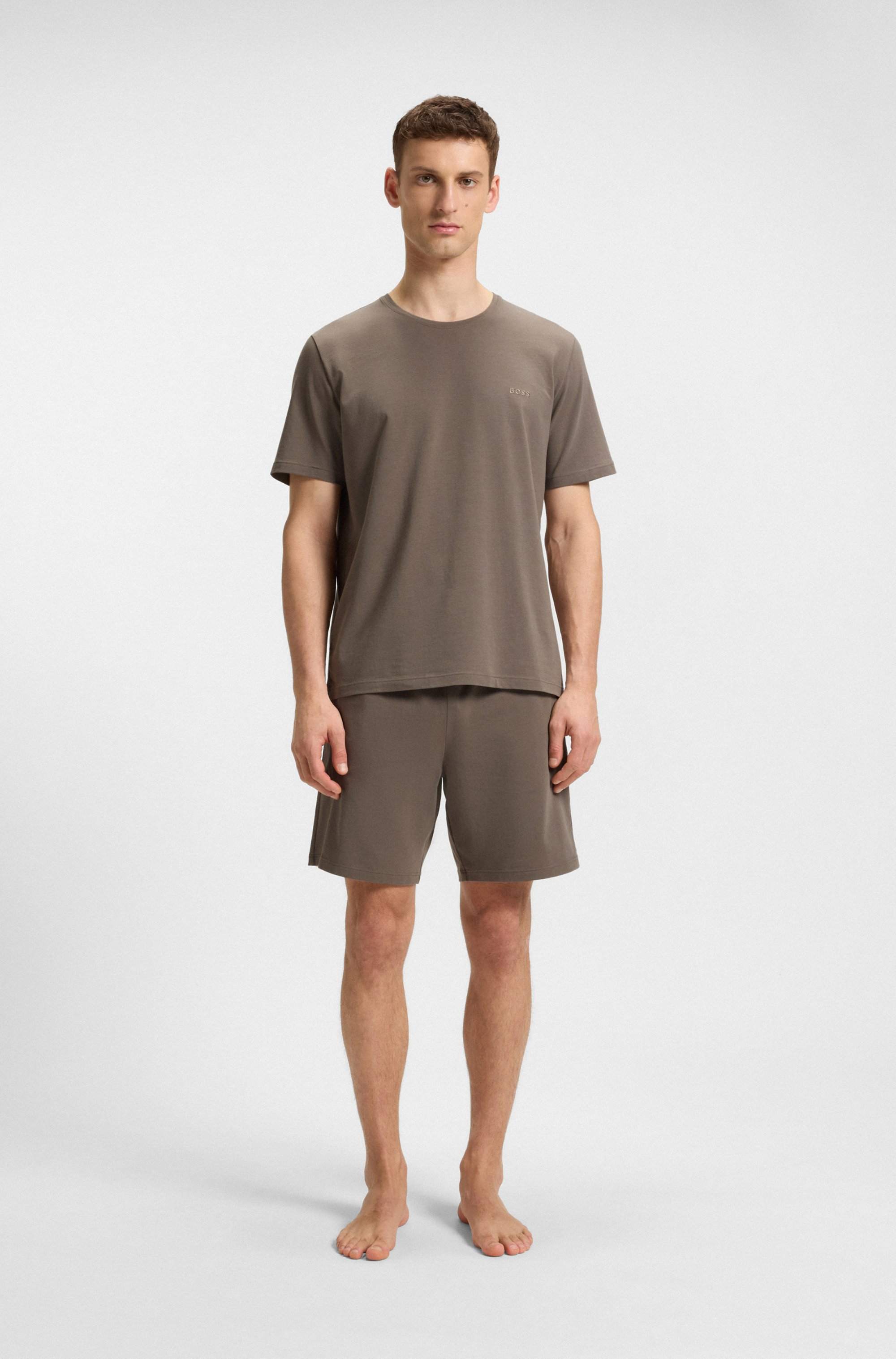 Stretch-cotton regular-fit T-shirt with embroidered logo