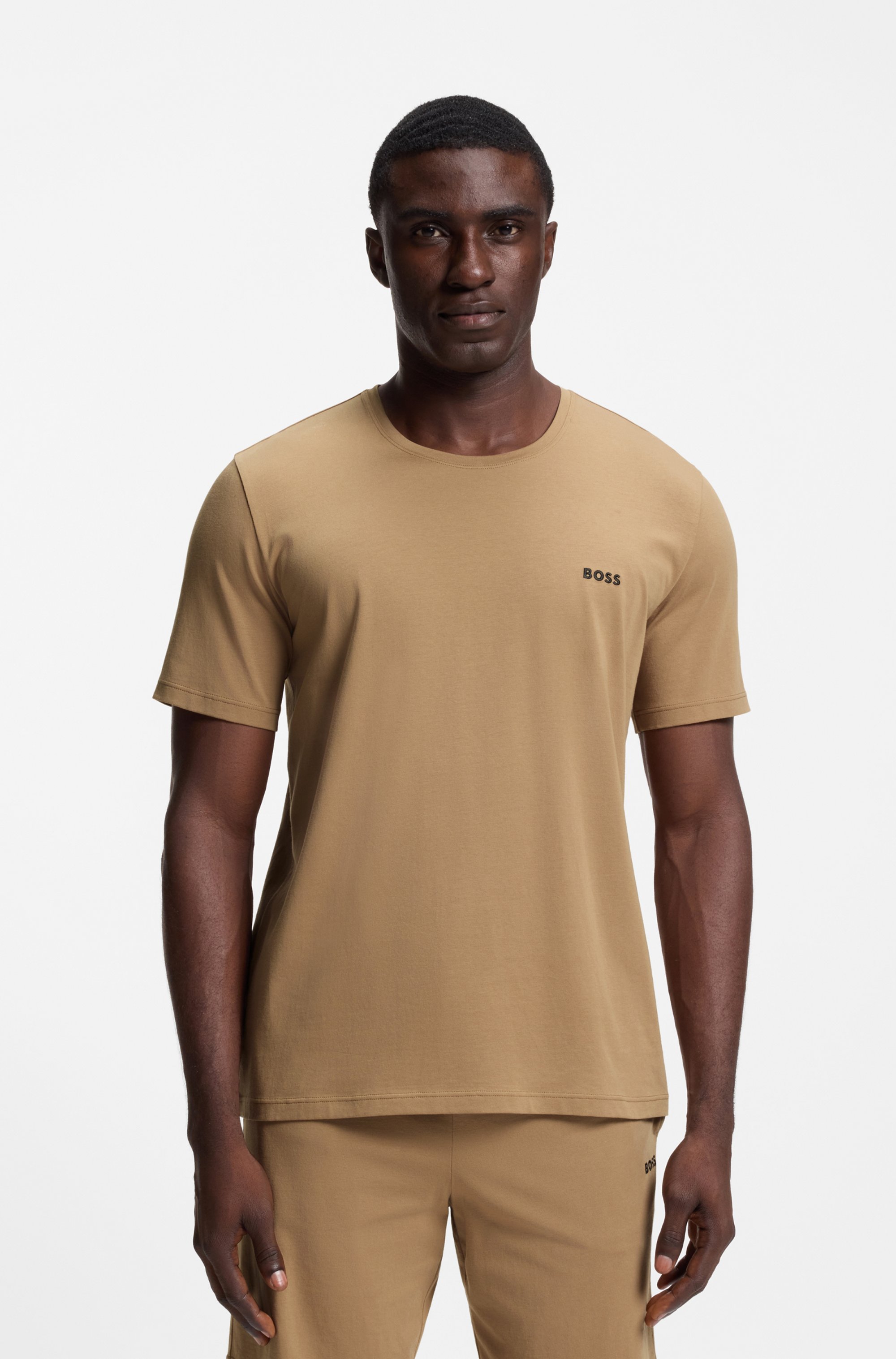 Stretch-cotton T-shirt with embroidered logo
