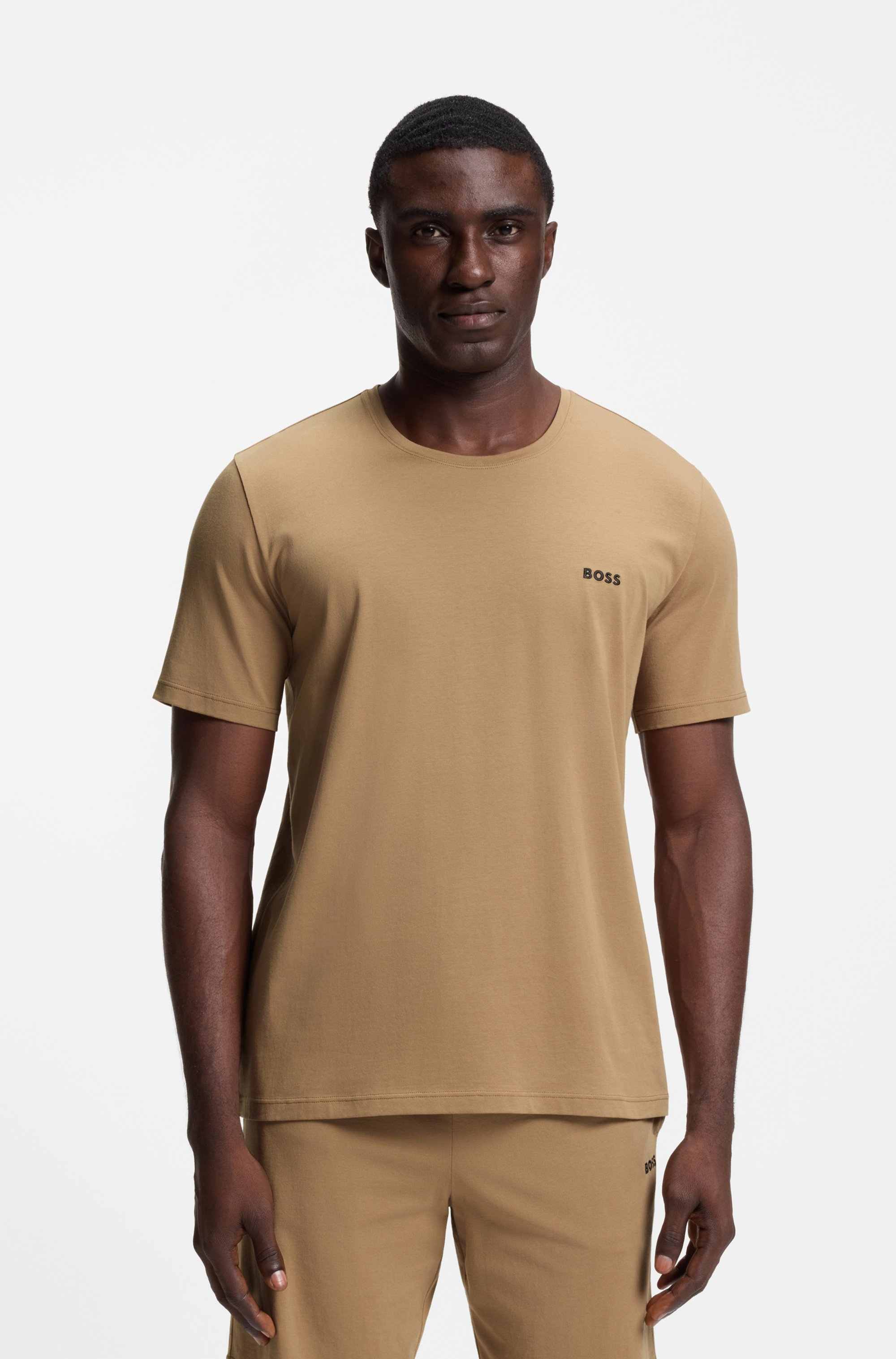 Stretch-cotton T-shirt with embroidered logo