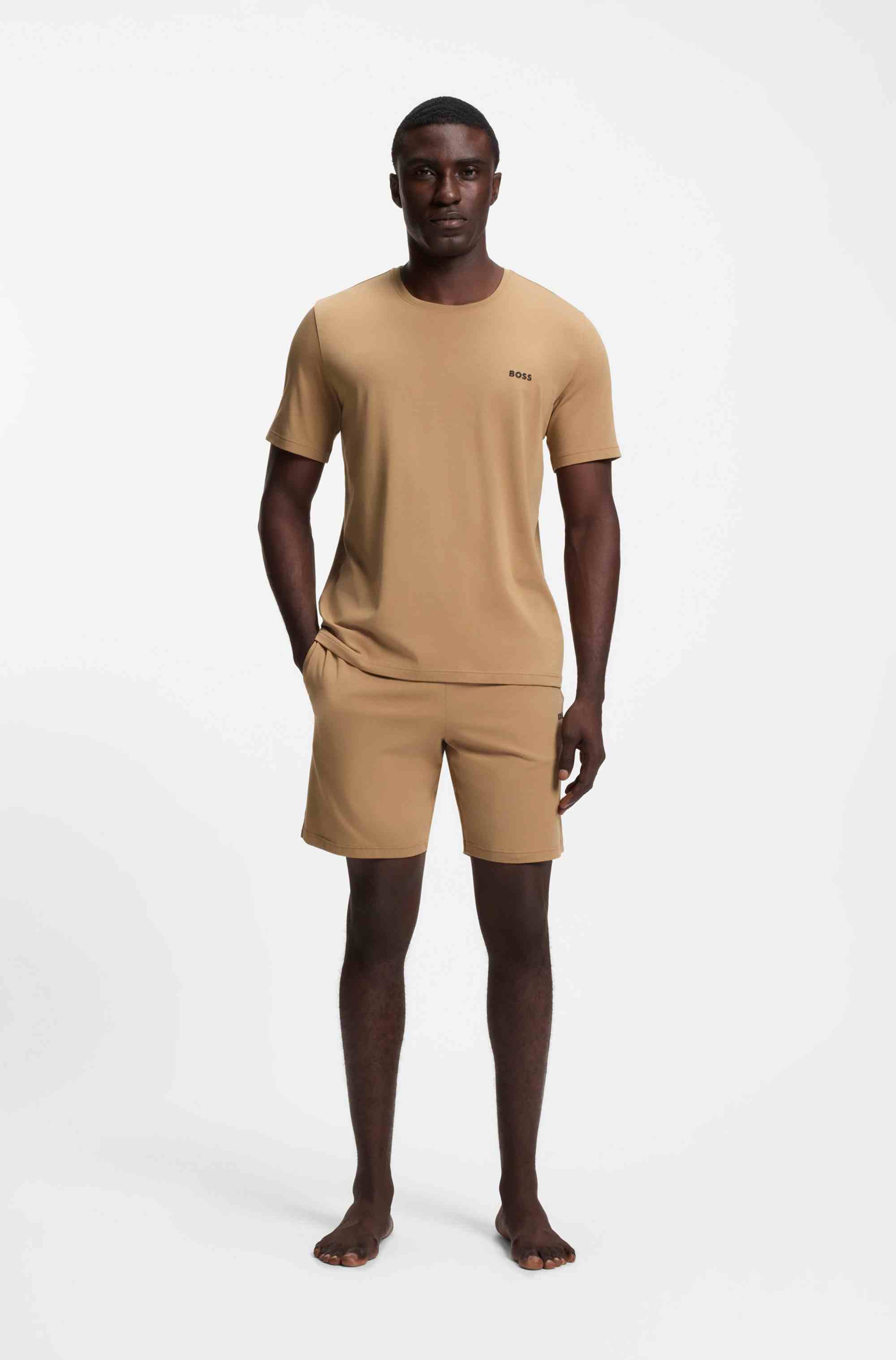 Stretch-cotton T-shirt with embroidered logo