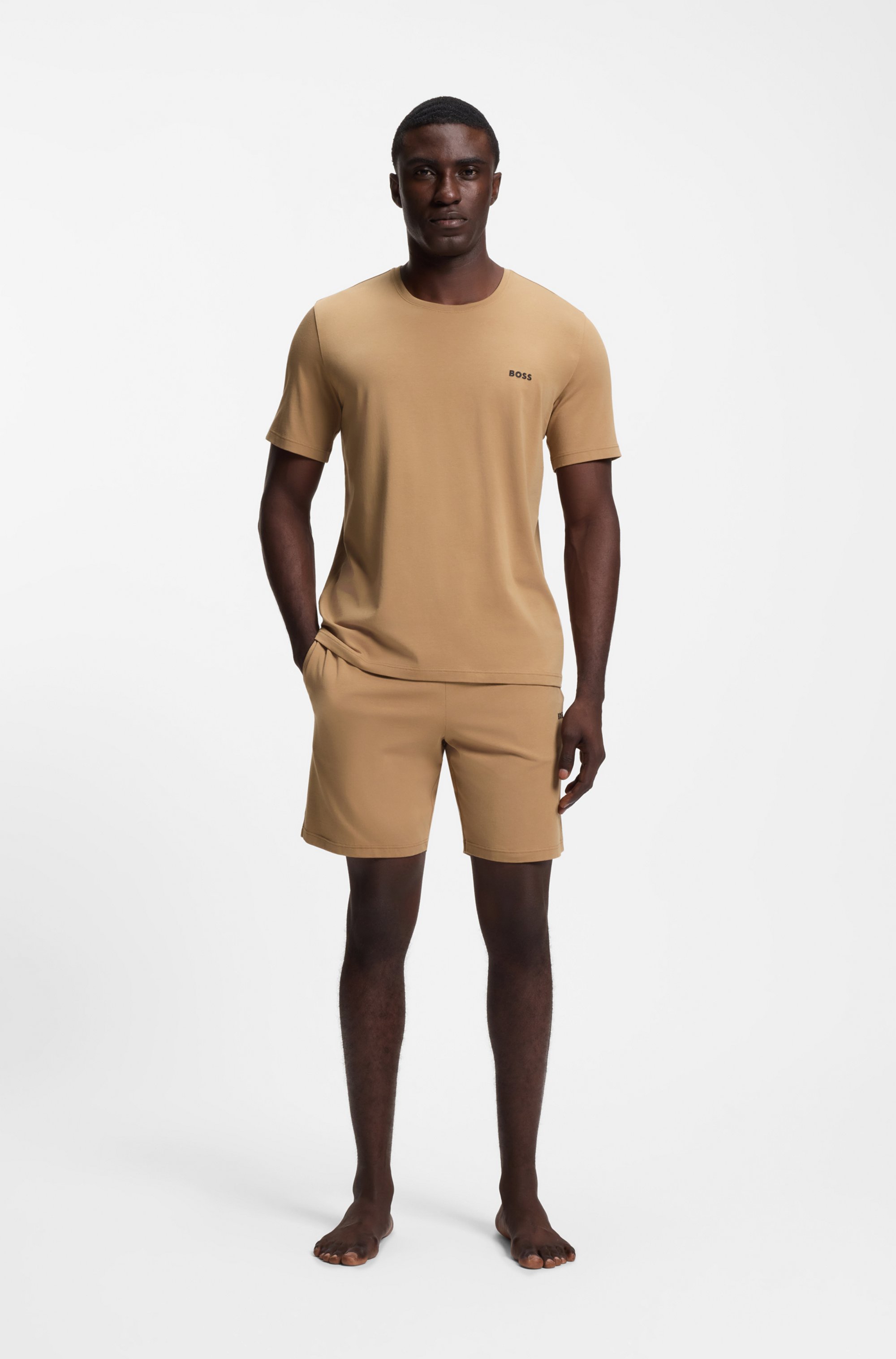 Stretch-cotton T-shirt with embroidered logo