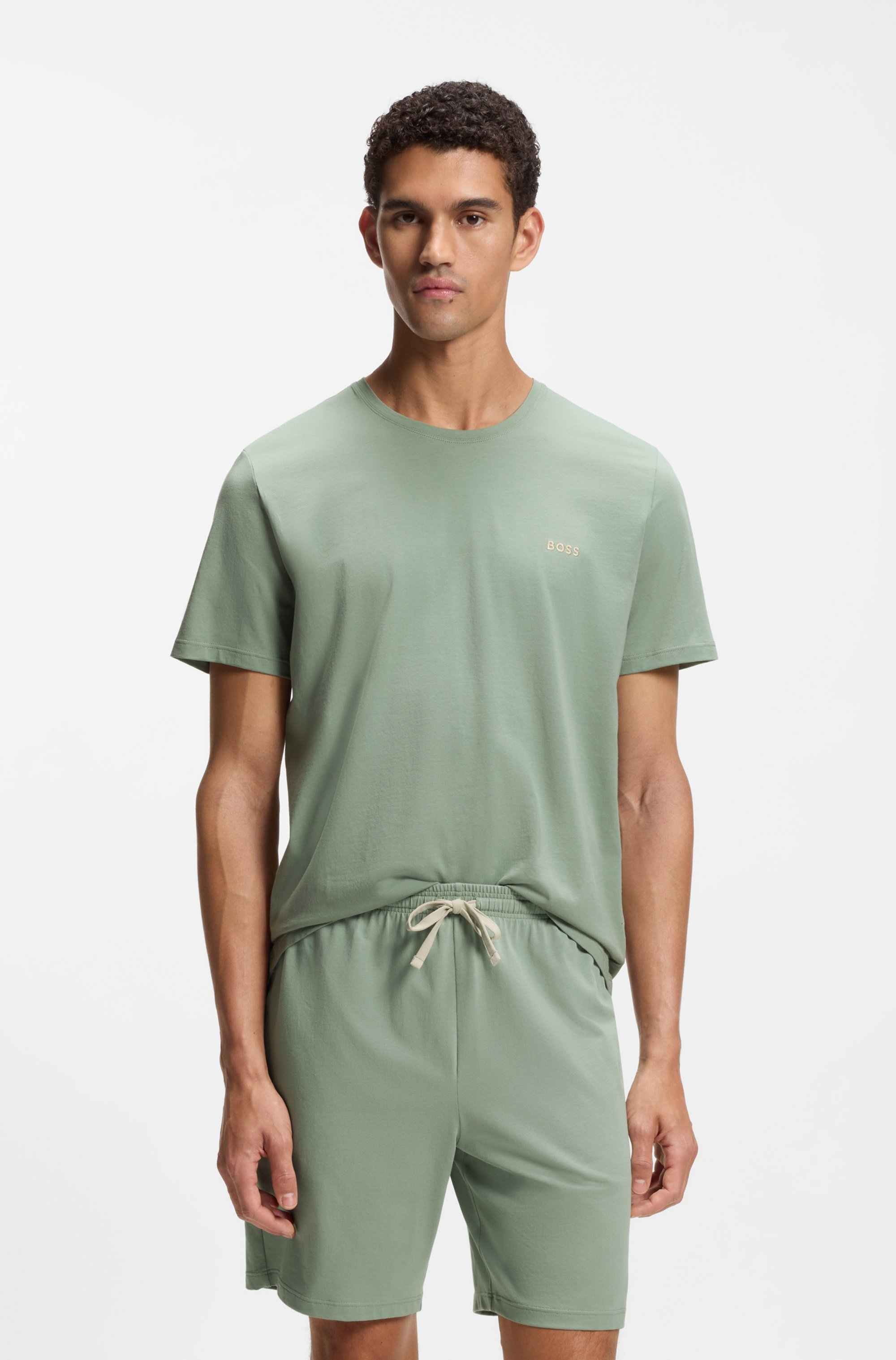 Stretch-cotton T-shirt with embroidered logo