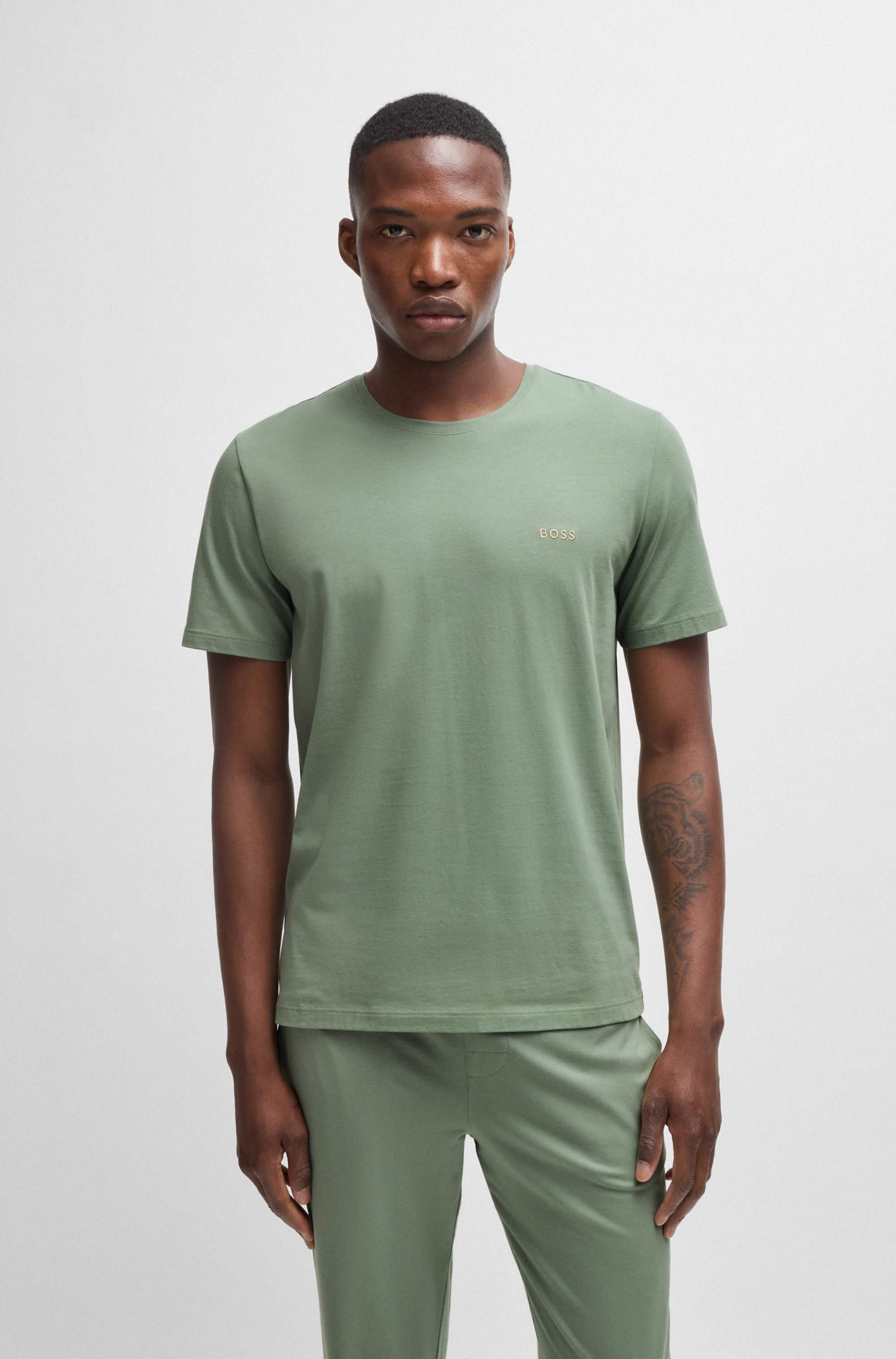 Stretch-cotton T-shirt with embroidered logo