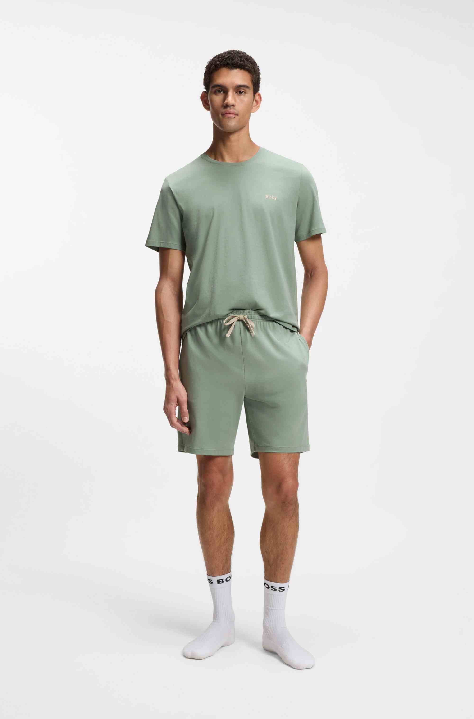 Stretch-cotton T-shirt with embroidered logo