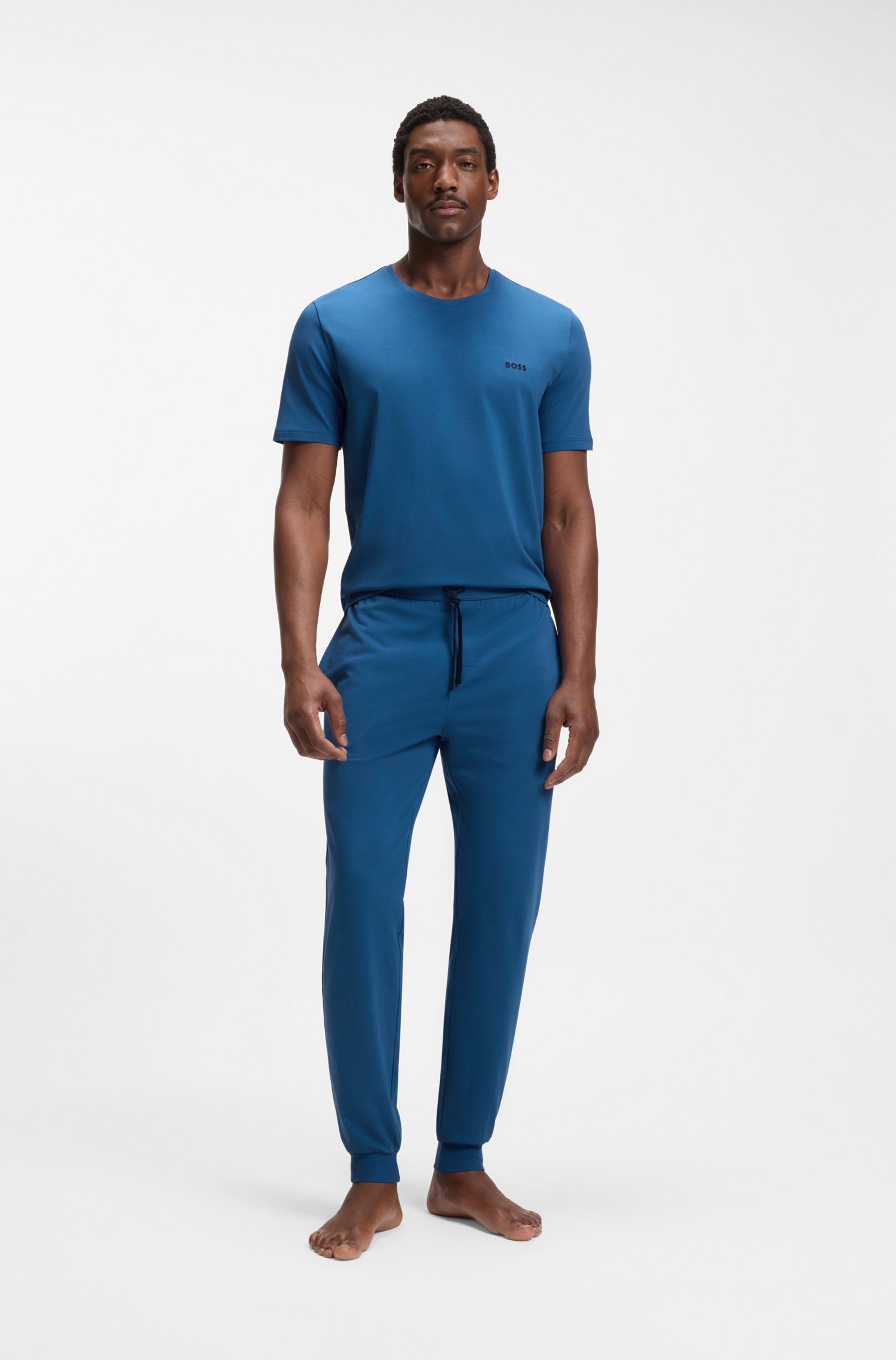 Stretch-cotton T-shirt with embroidered logo