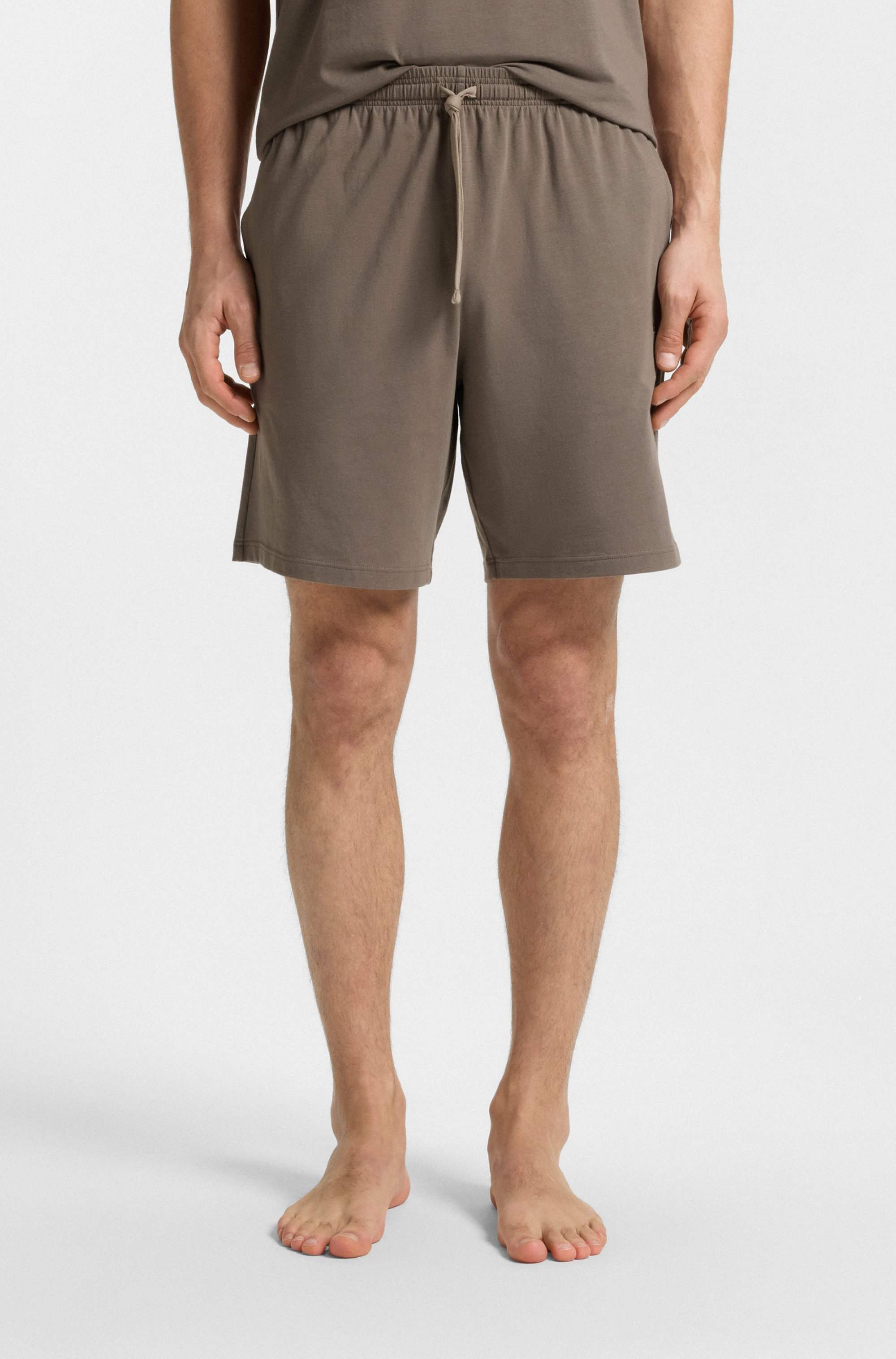 Stretch-cotton shorts with embroidered logo