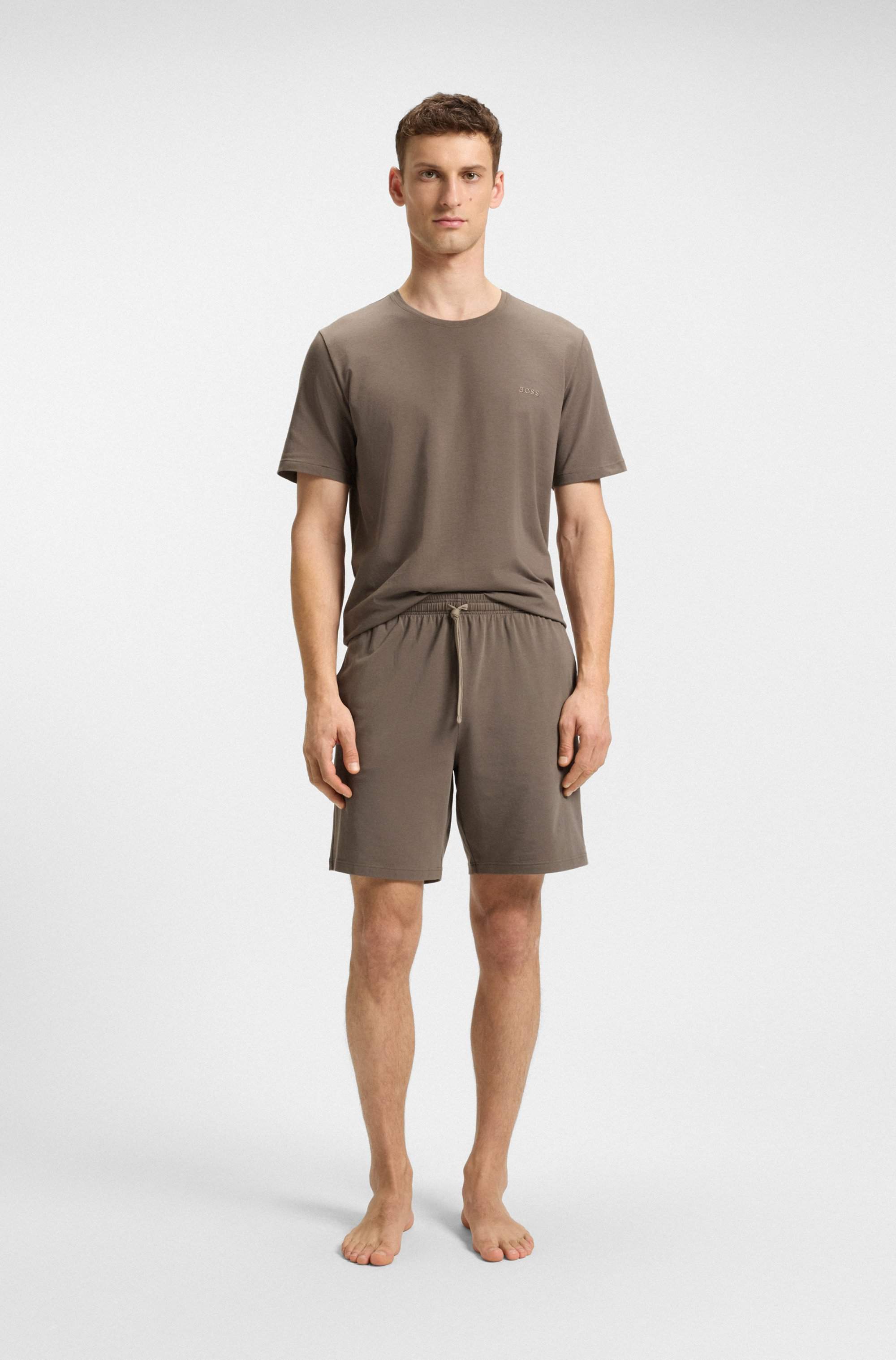 Stretch-cotton shorts with embroidered logo