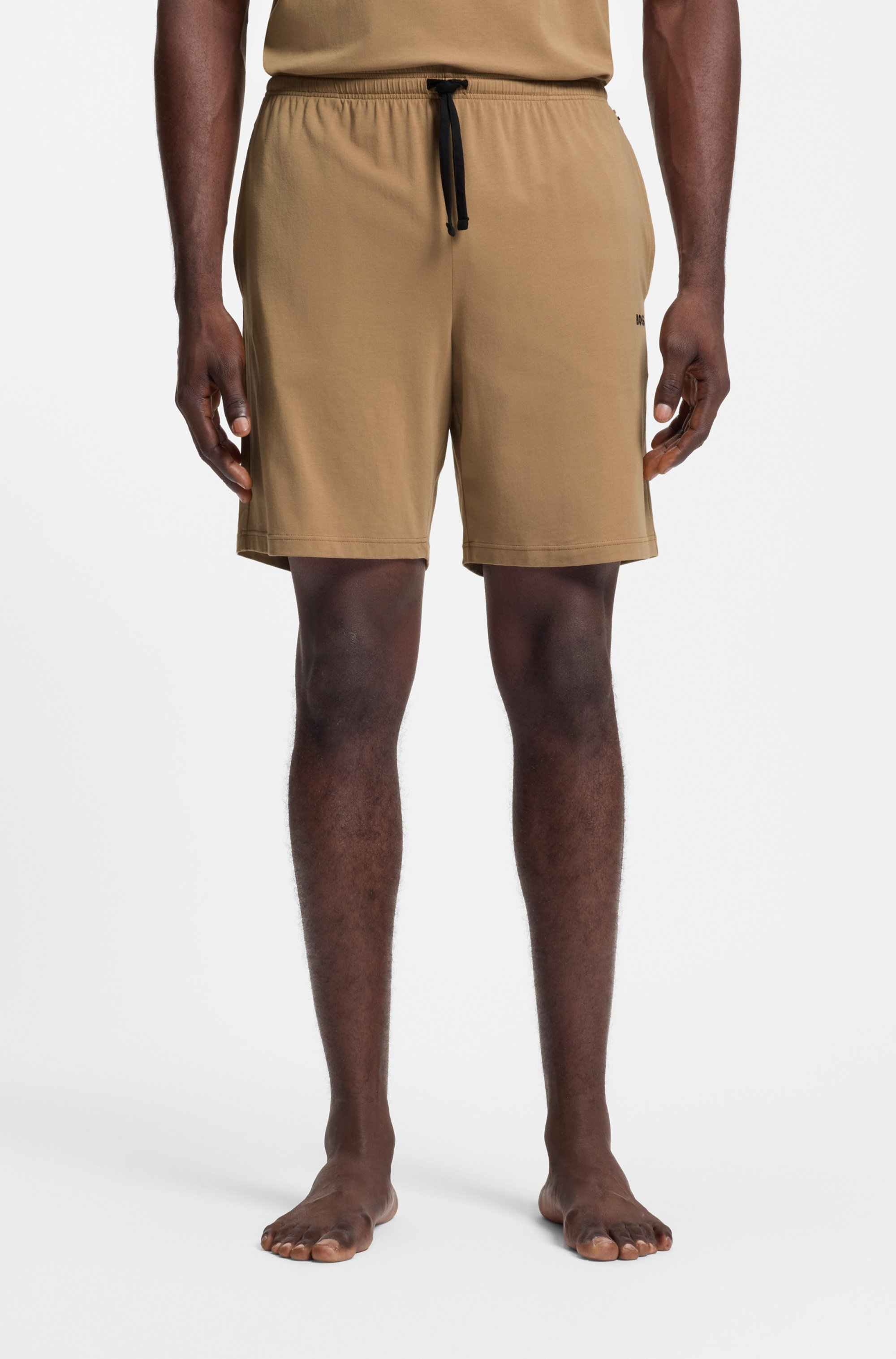 Stretch-cotton shorts with embroidered logo