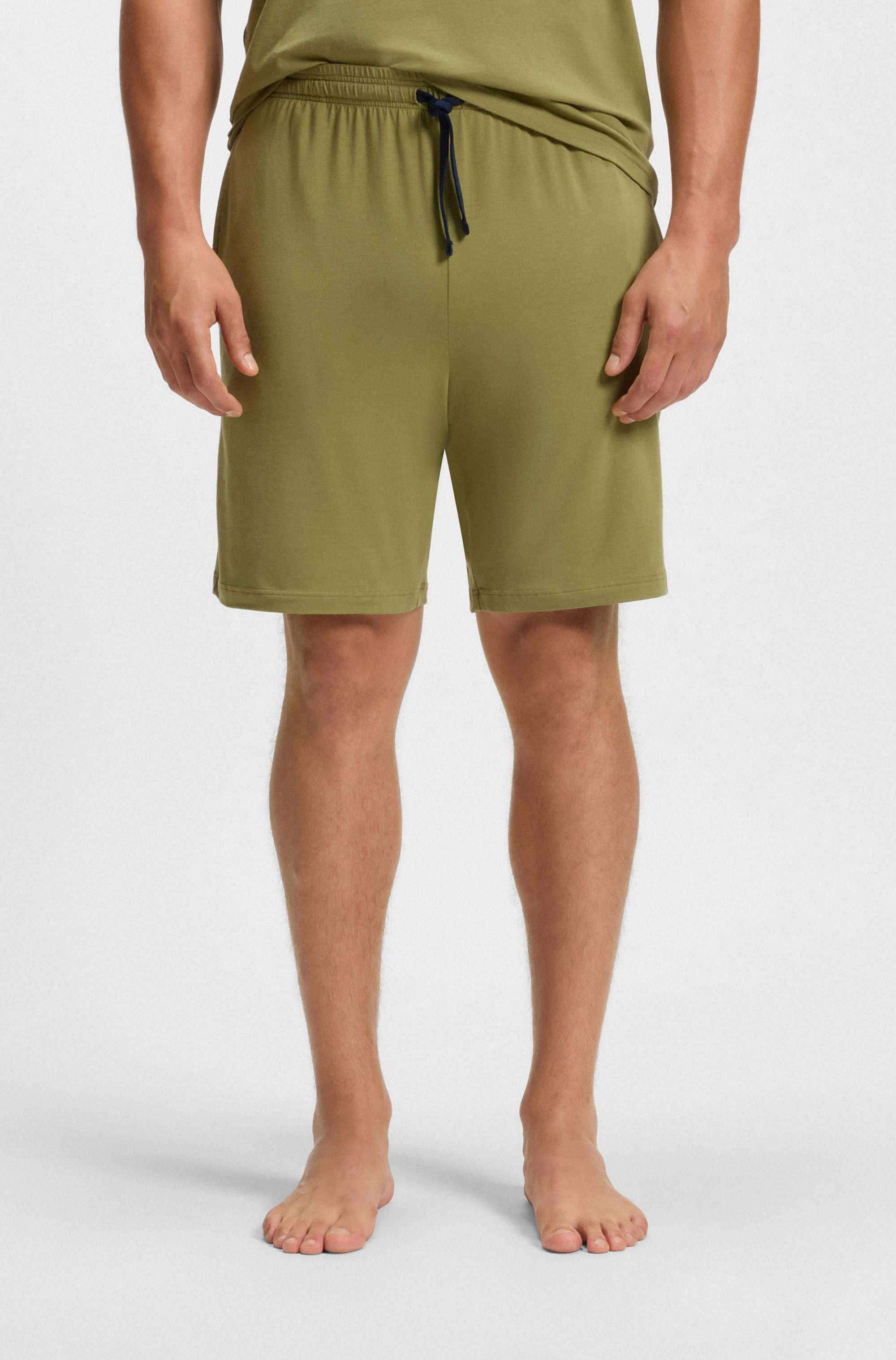 Stretch-cotton shorts with embroidered logo