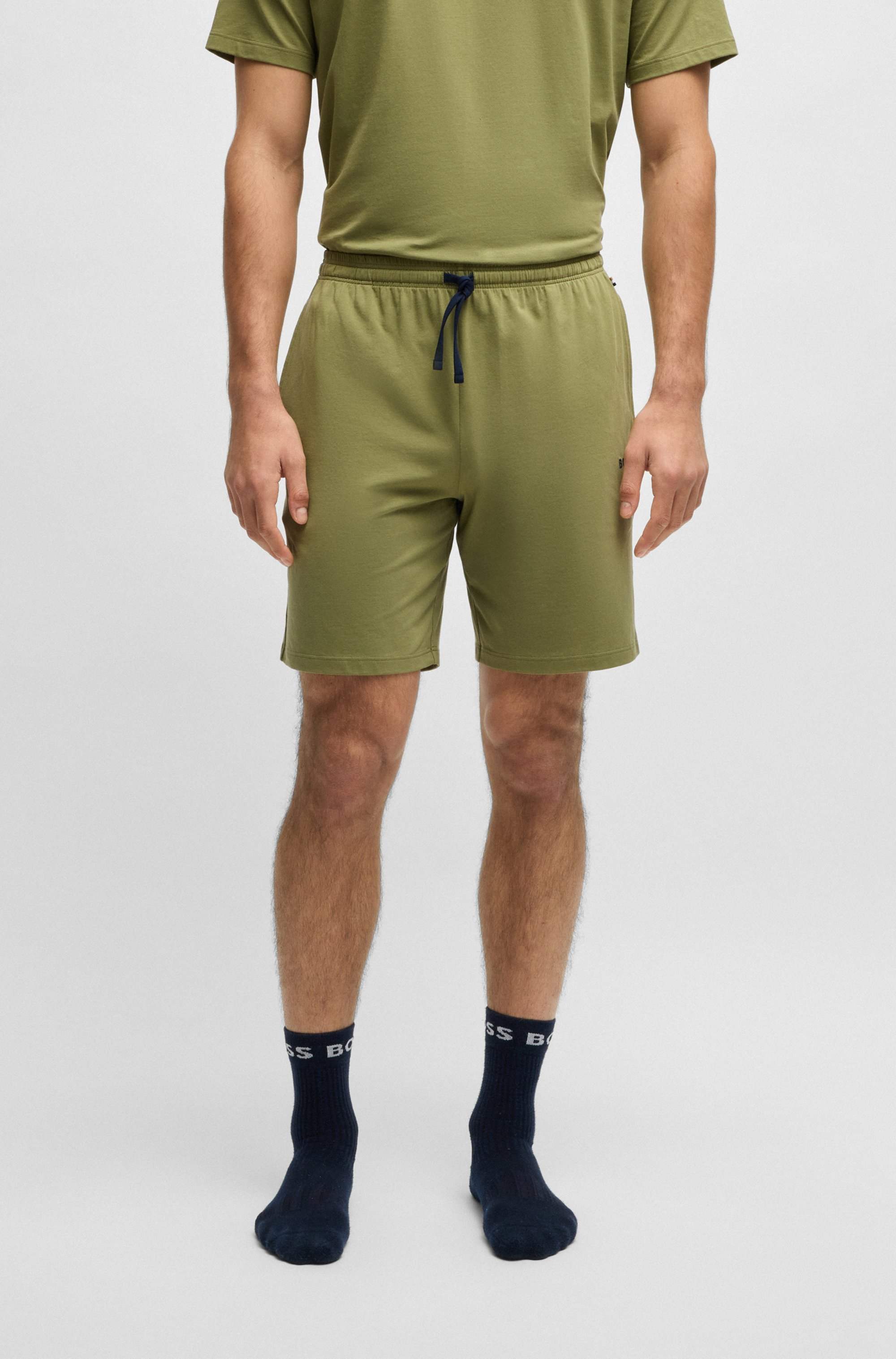 Logo-embroidered shorts in stretch-cotton jersey