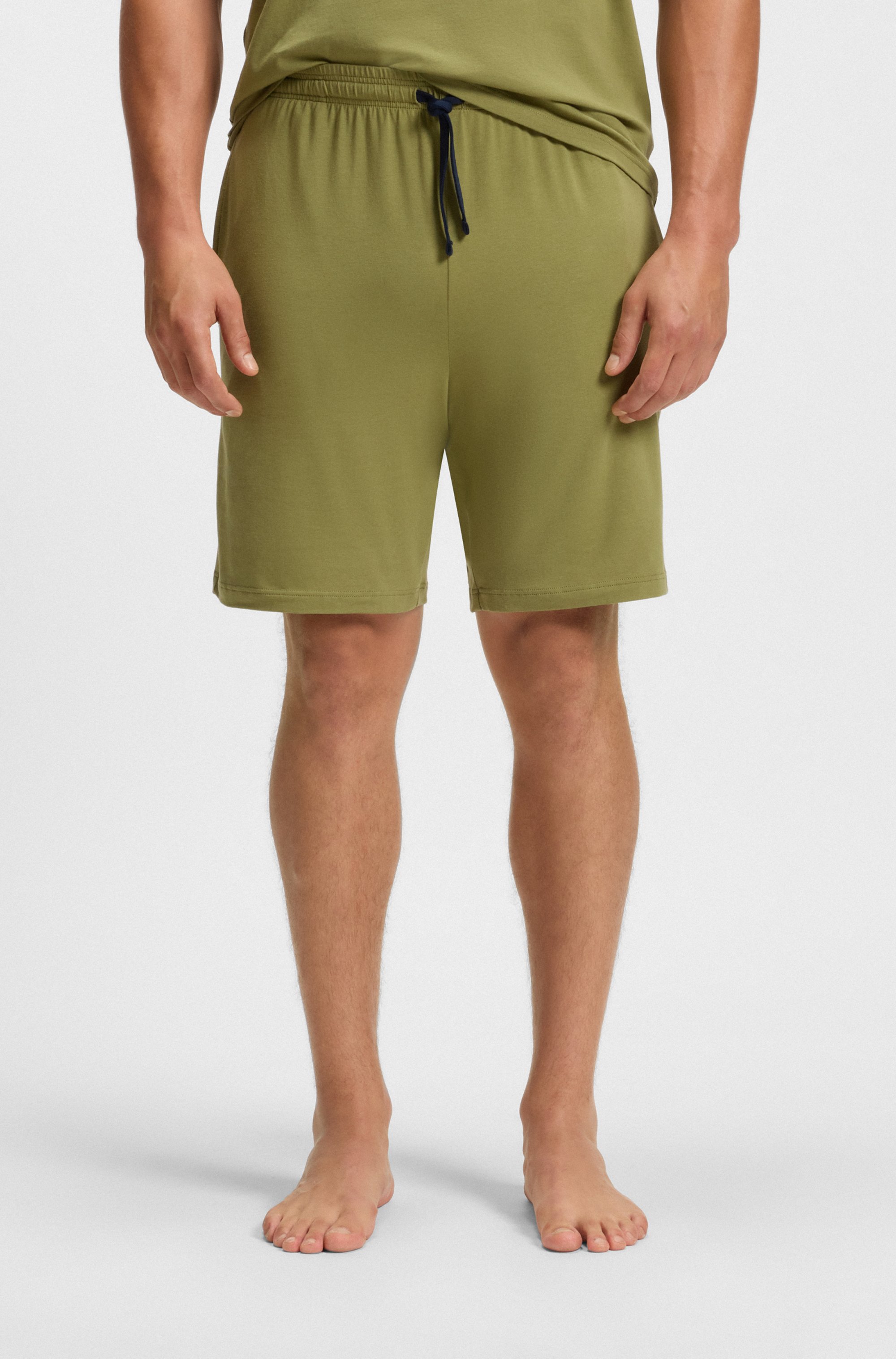 Stretch-cotton shorts with embroidered logo
