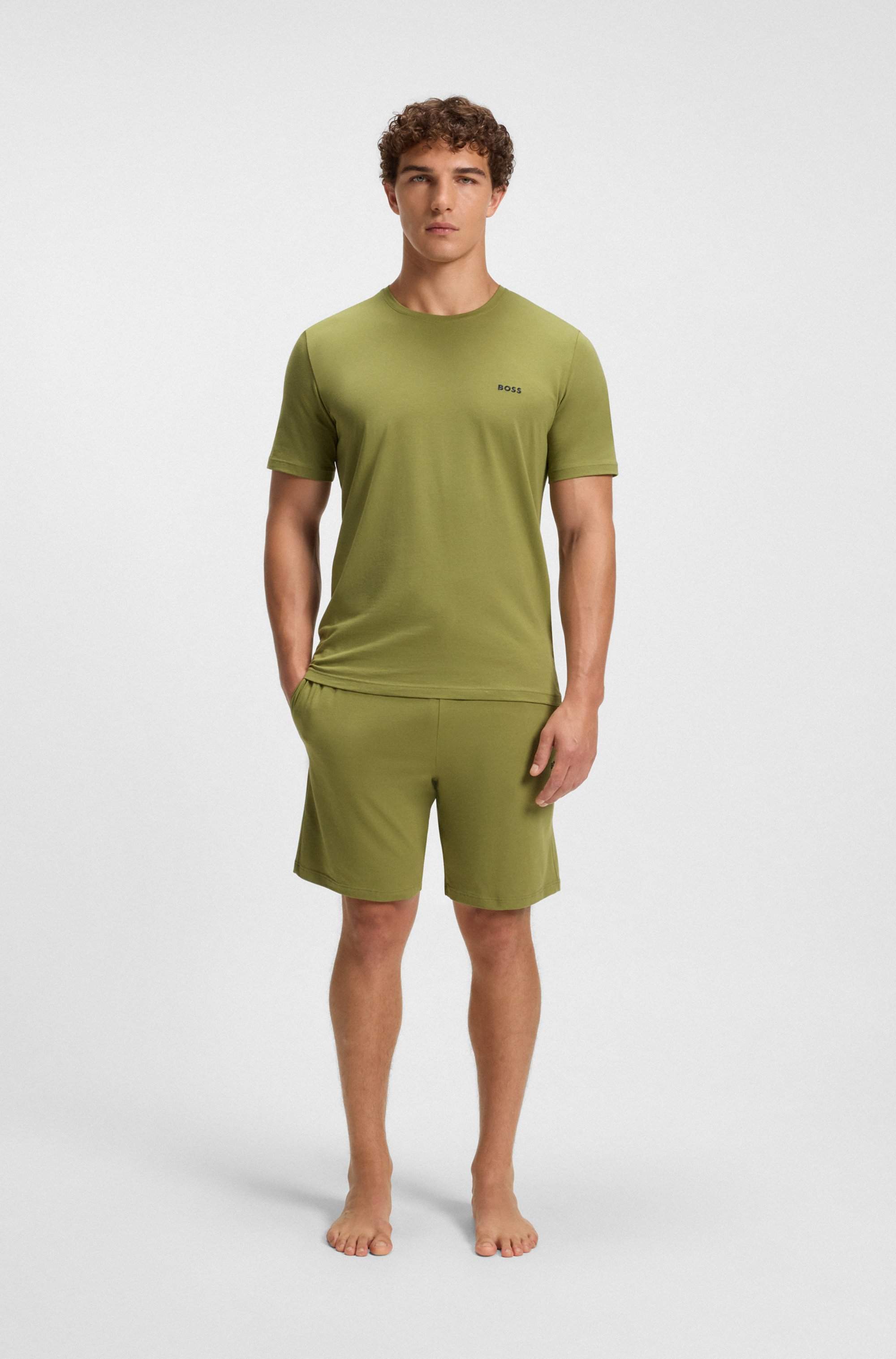 Stretch-cotton shorts with embroidered logo