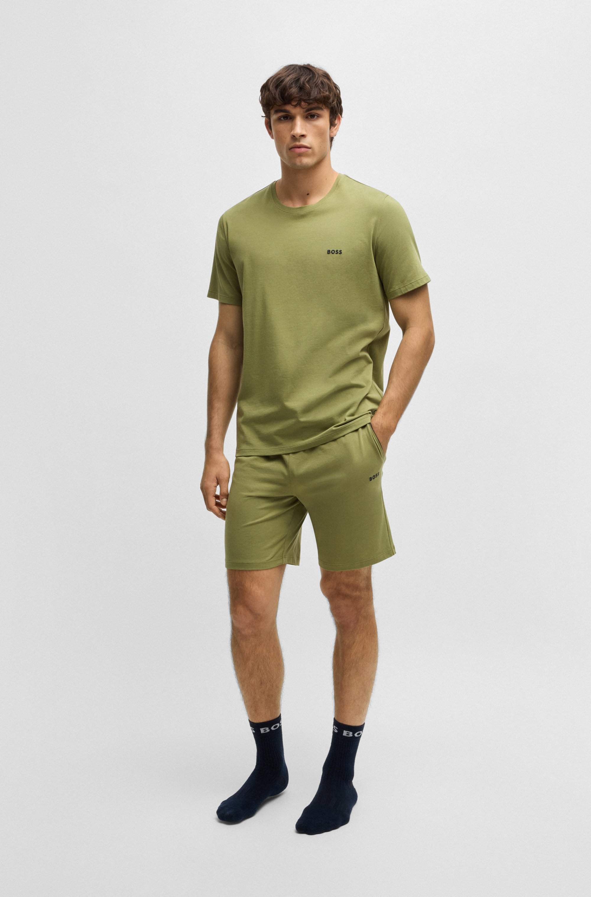 Logo-embroidered shorts in stretch-cotton jersey