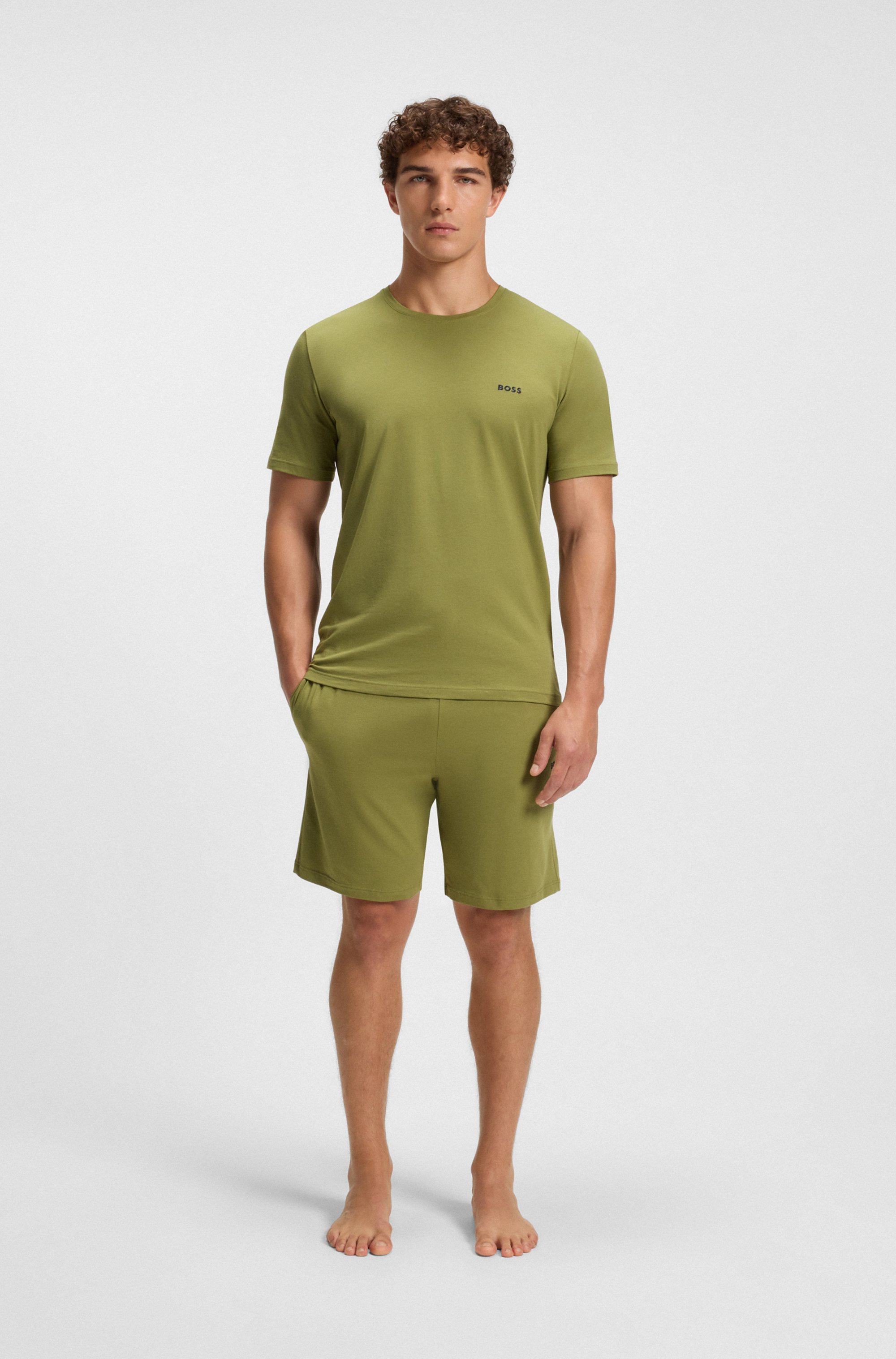 Stretch-cotton shorts with embroidered logo