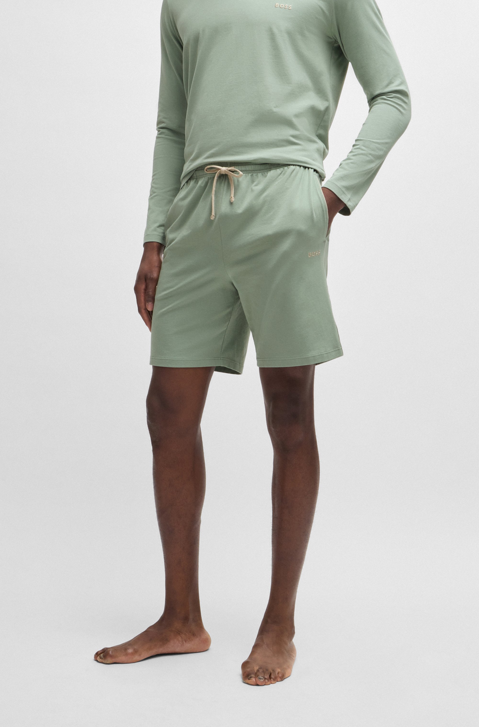 Stretch-cotton shorts with embroidered logo