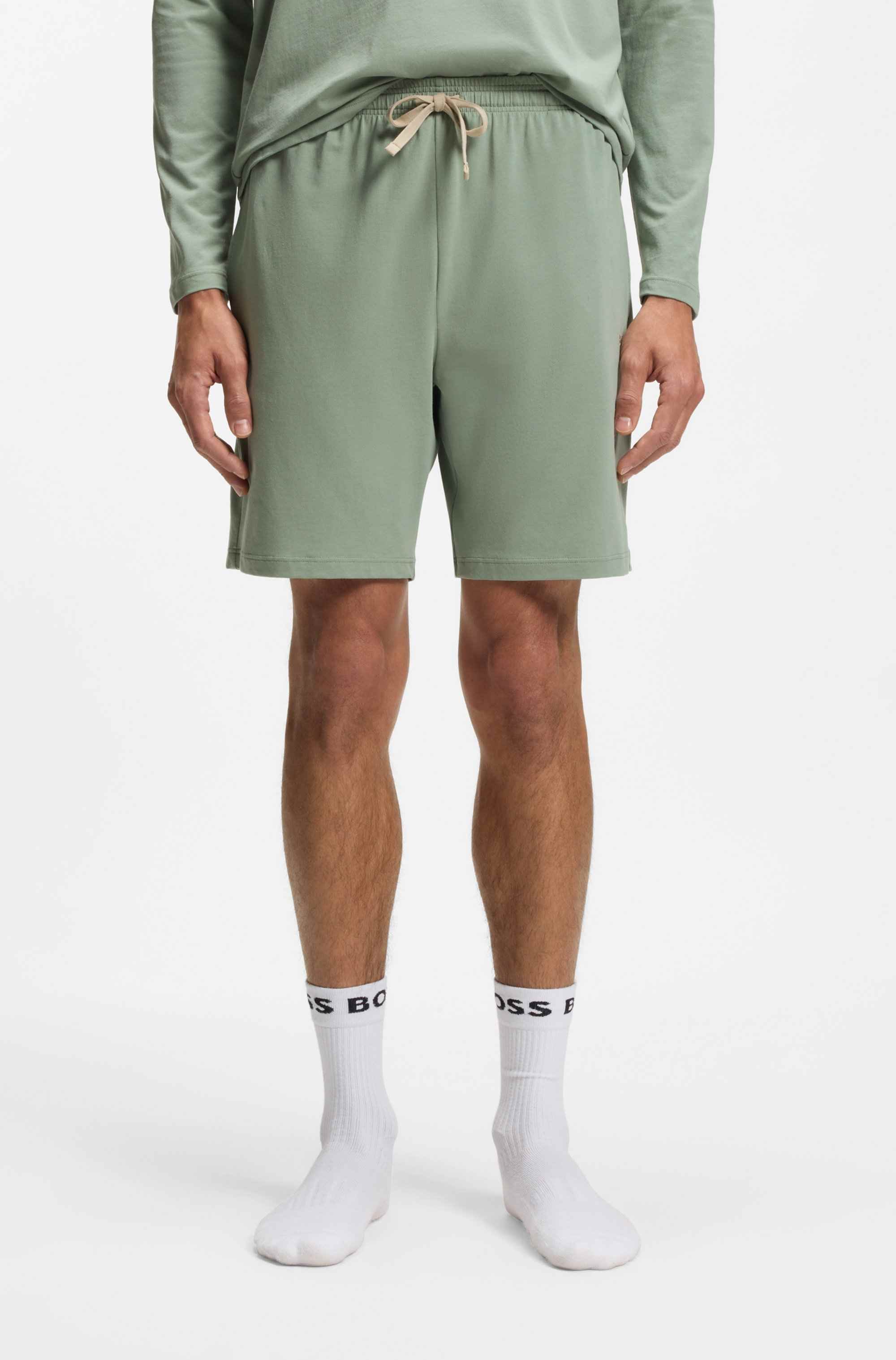 Stretch-cotton shorts with embroidered logo
