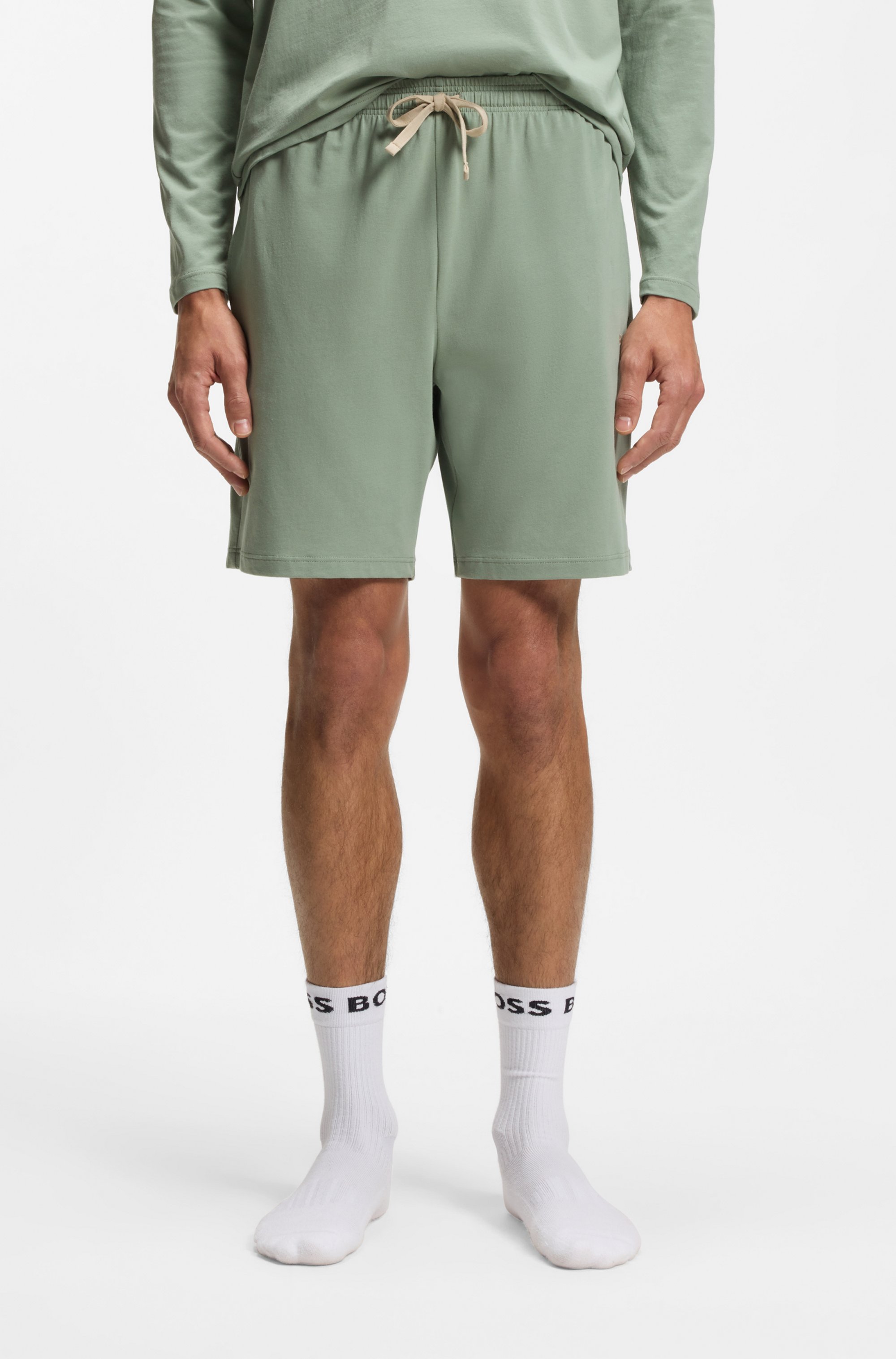 Stretch-cotton shorts with embroidered logo