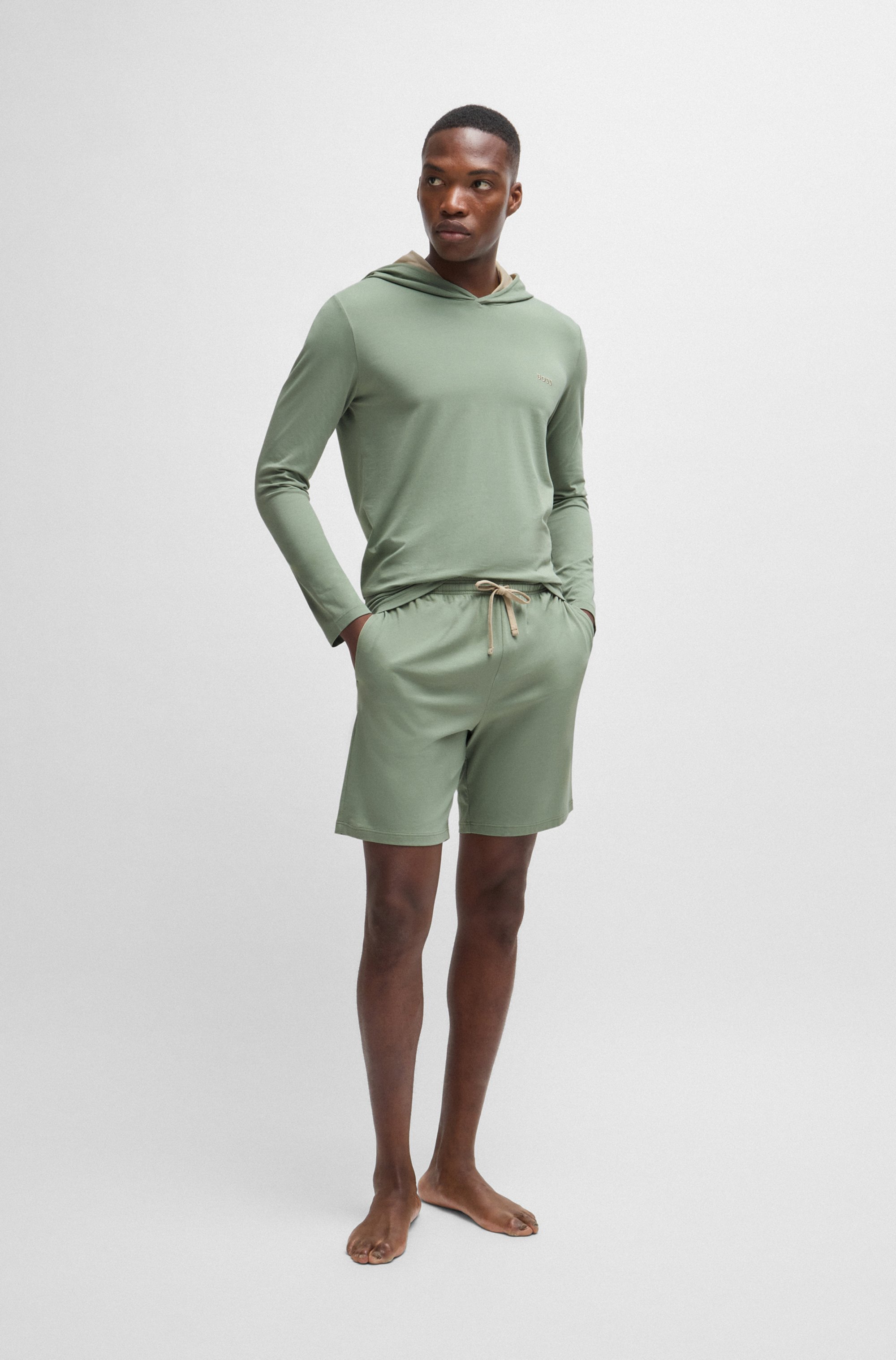 Stretch-cotton shorts with embroidered logo