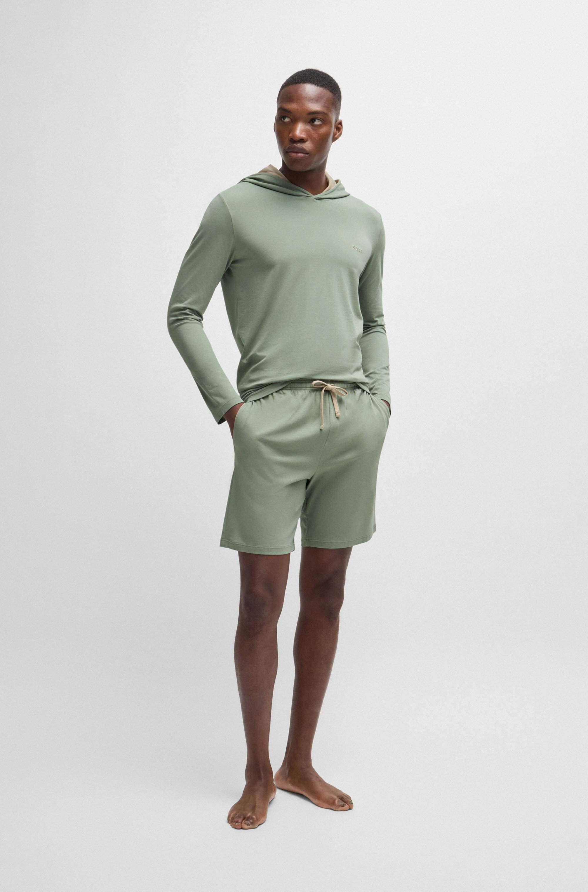 Stretch-cotton shorts with embroidered logo