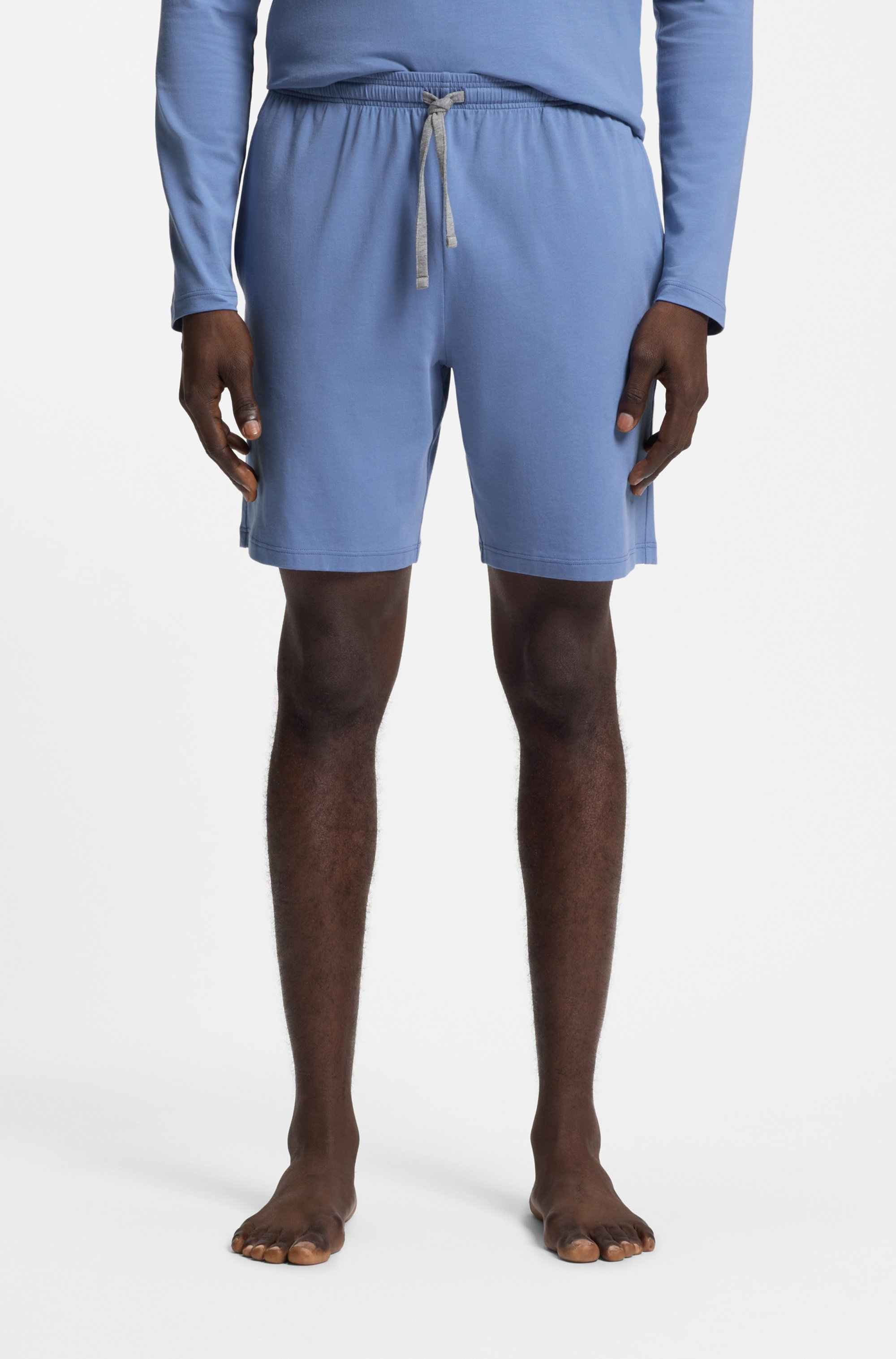 Stretch-cotton shorts with embroidered logo