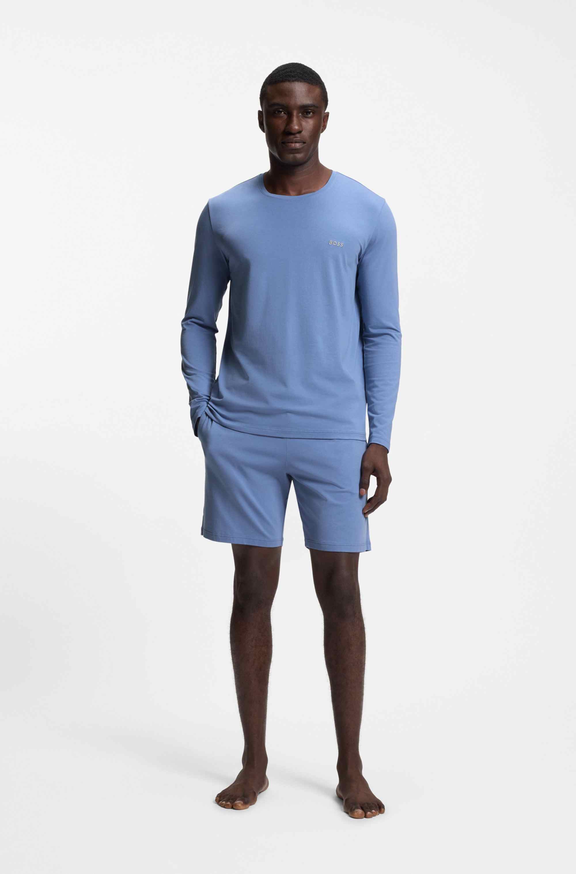 Stretch-cotton shorts with embroidered logo