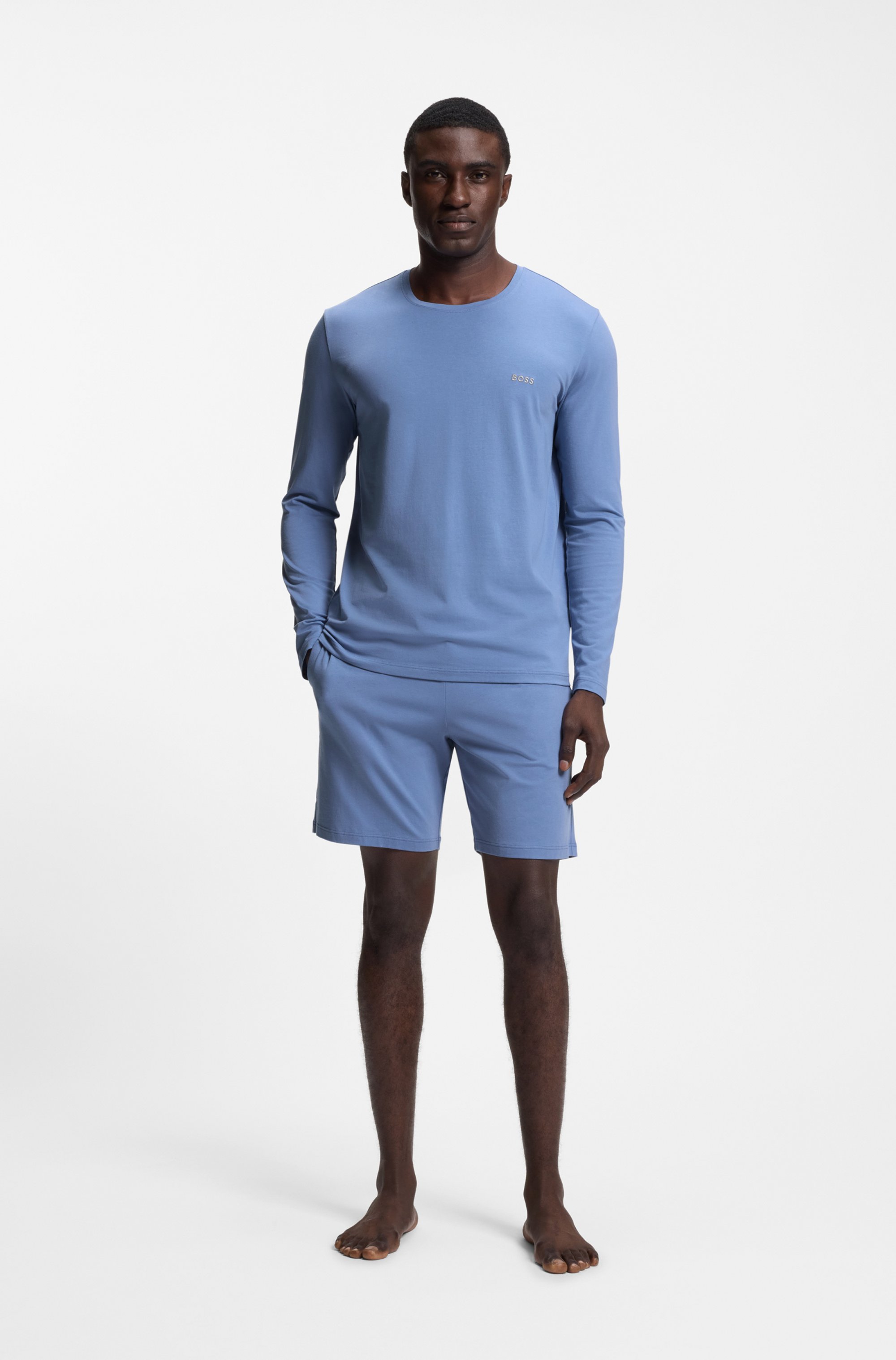 Stretch-cotton shorts with embroidered logo