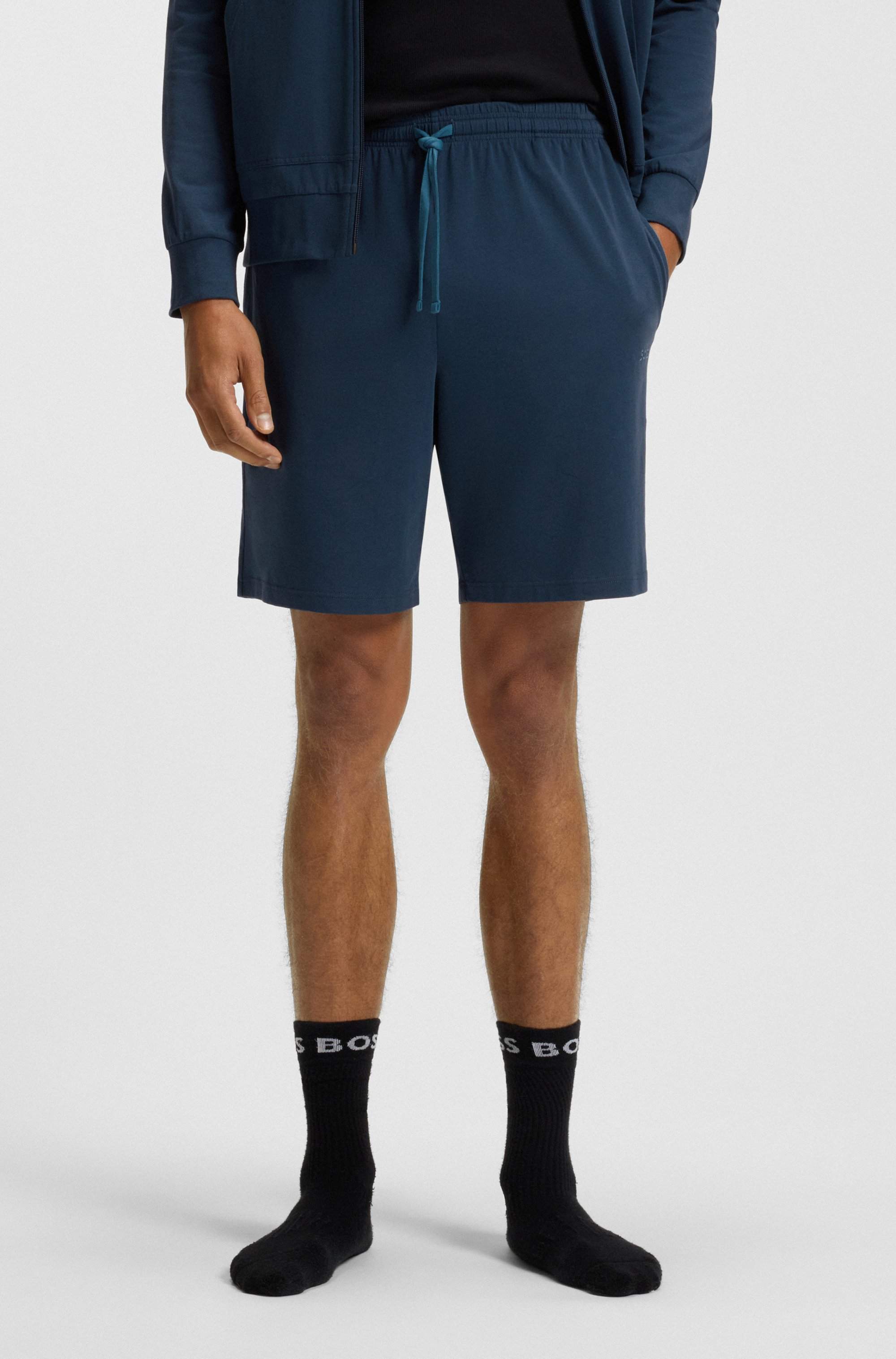 Logo-embroidered shorts in stretch-cotton jersey