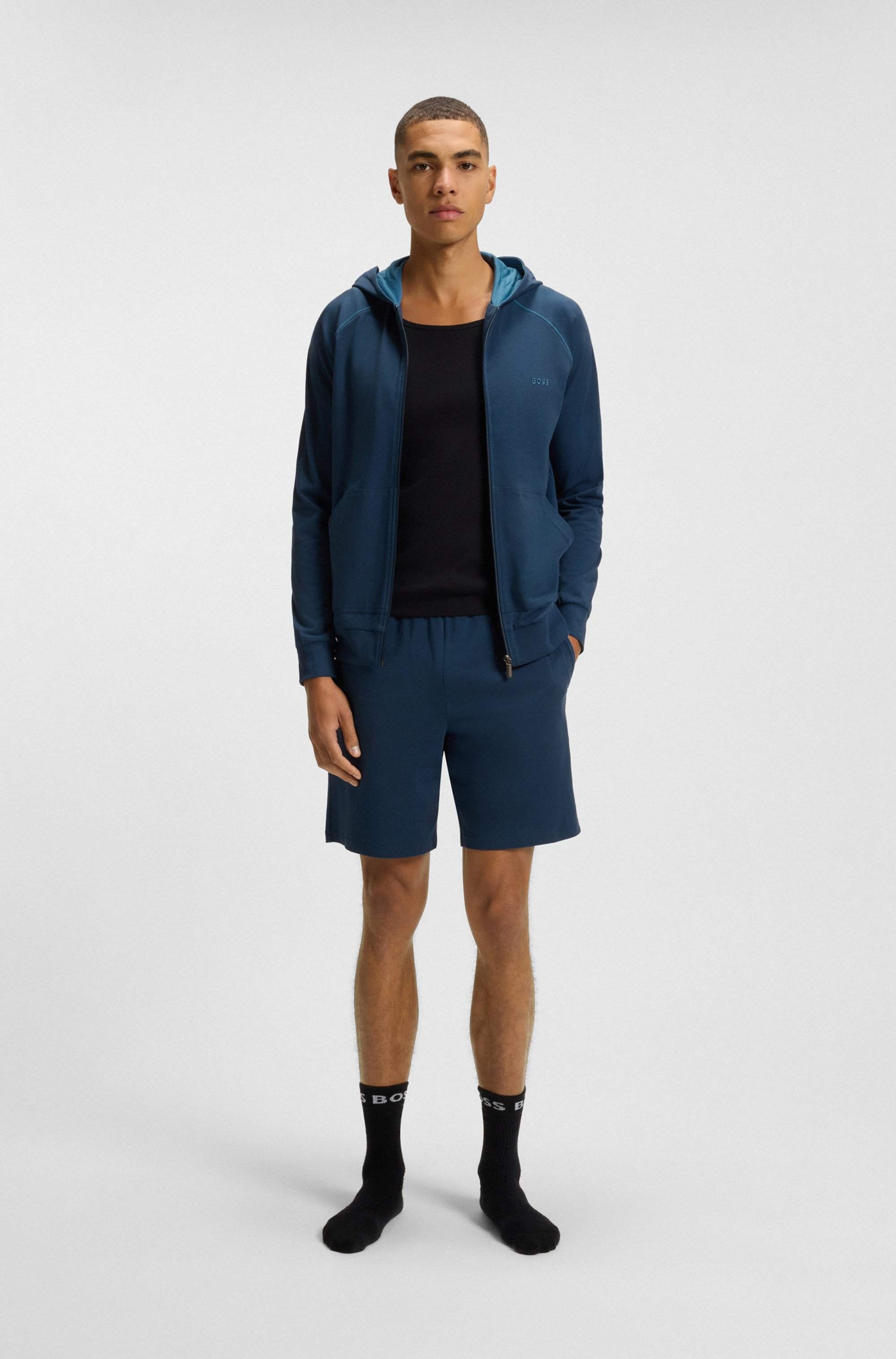 Stretch-cotton shorts with embroidered logo