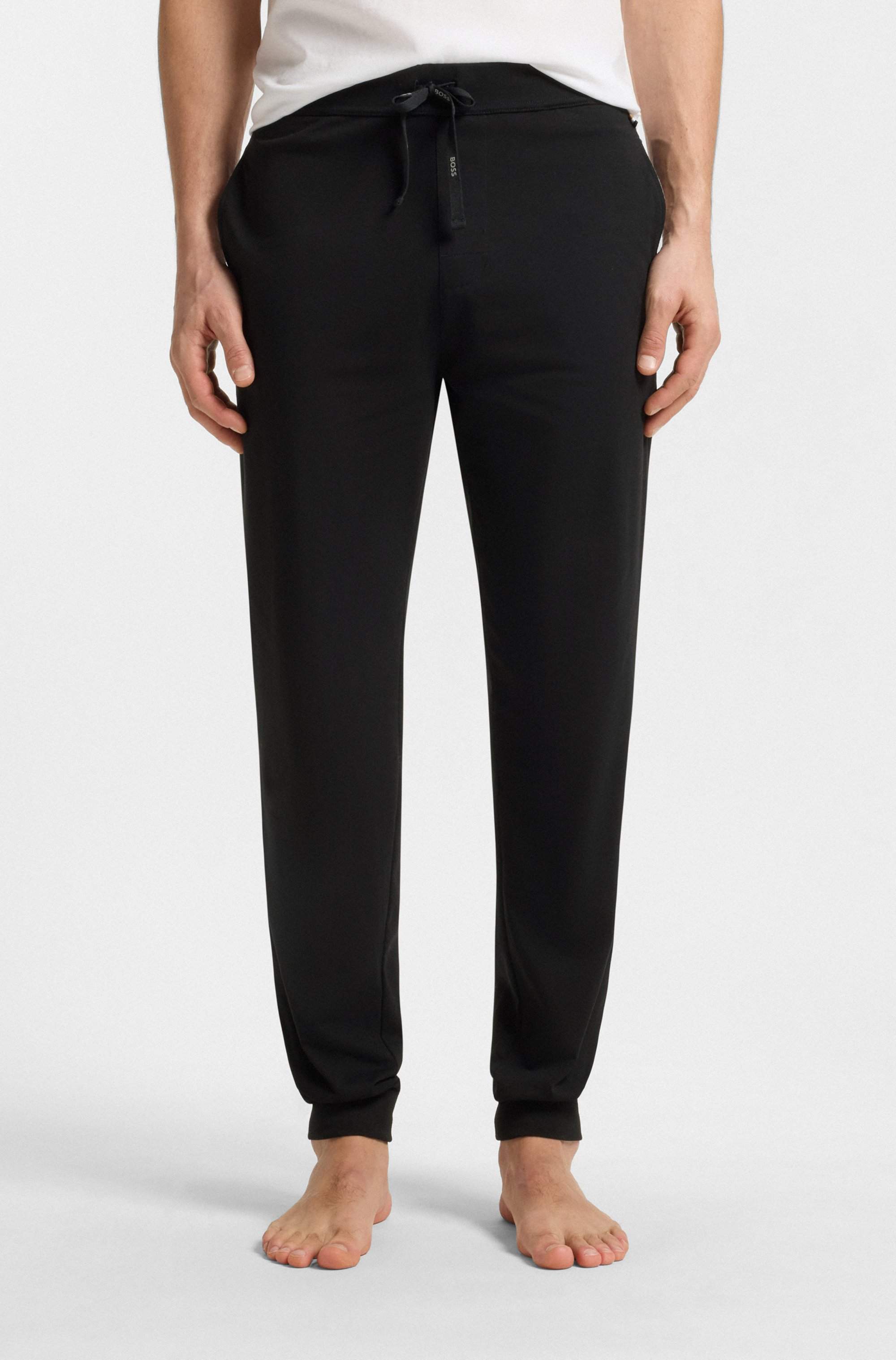 Stretch-cotton tracksuit bottoms with embroidered logo