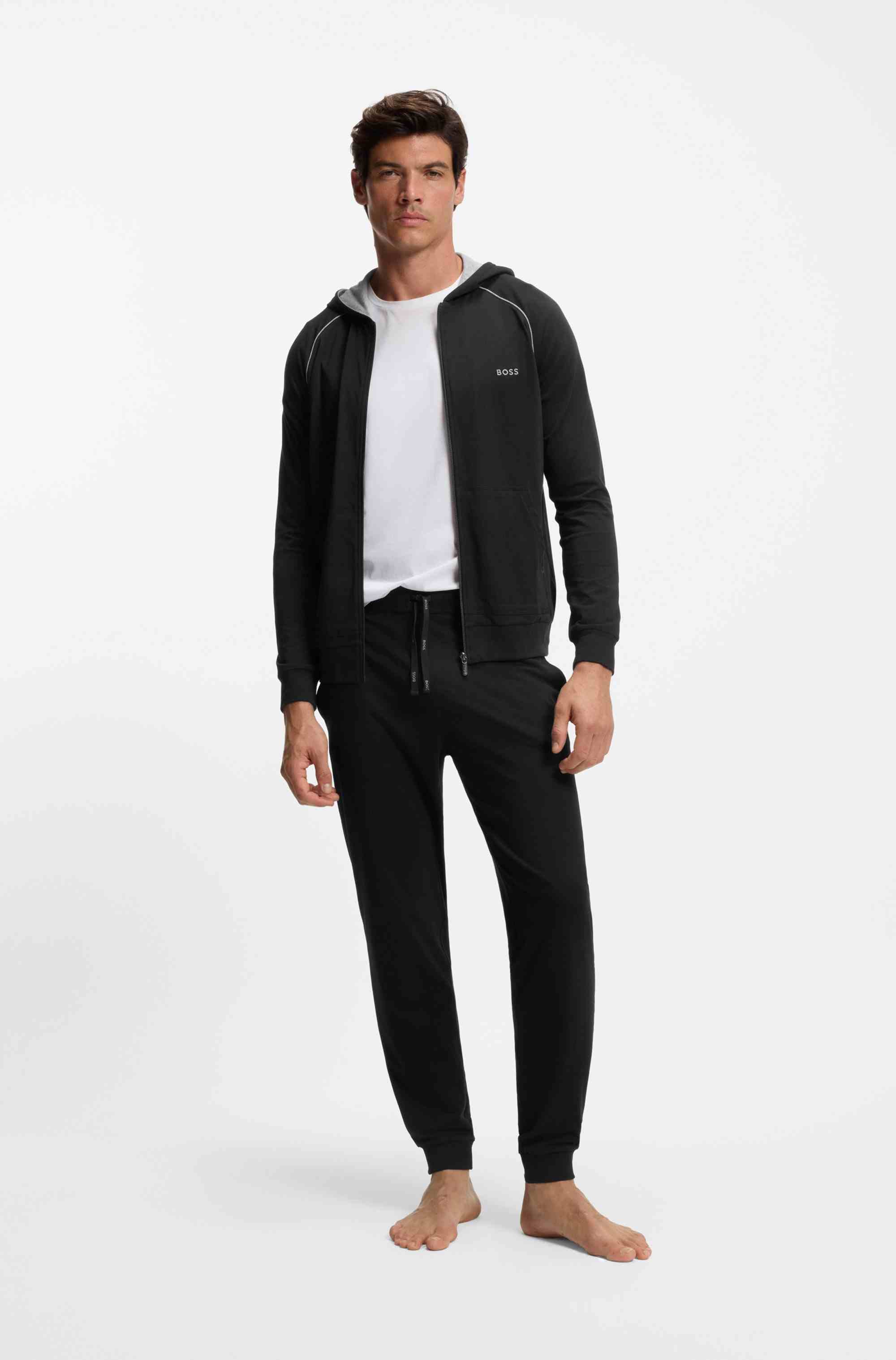 Stretch-cotton tracksuit bottoms with embroidered logo