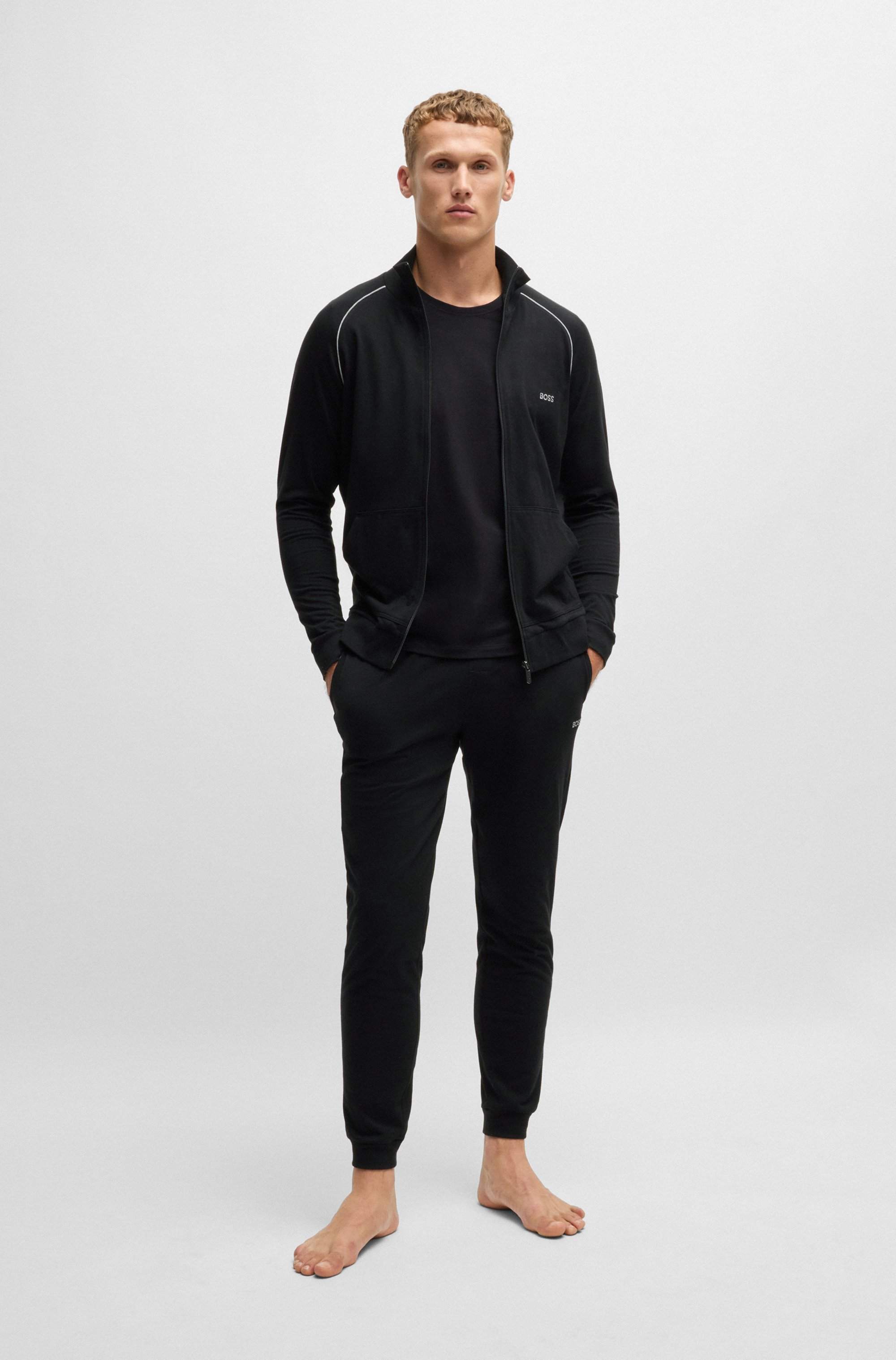 Stretch-cotton tracksuit bottoms with embroidered logo
