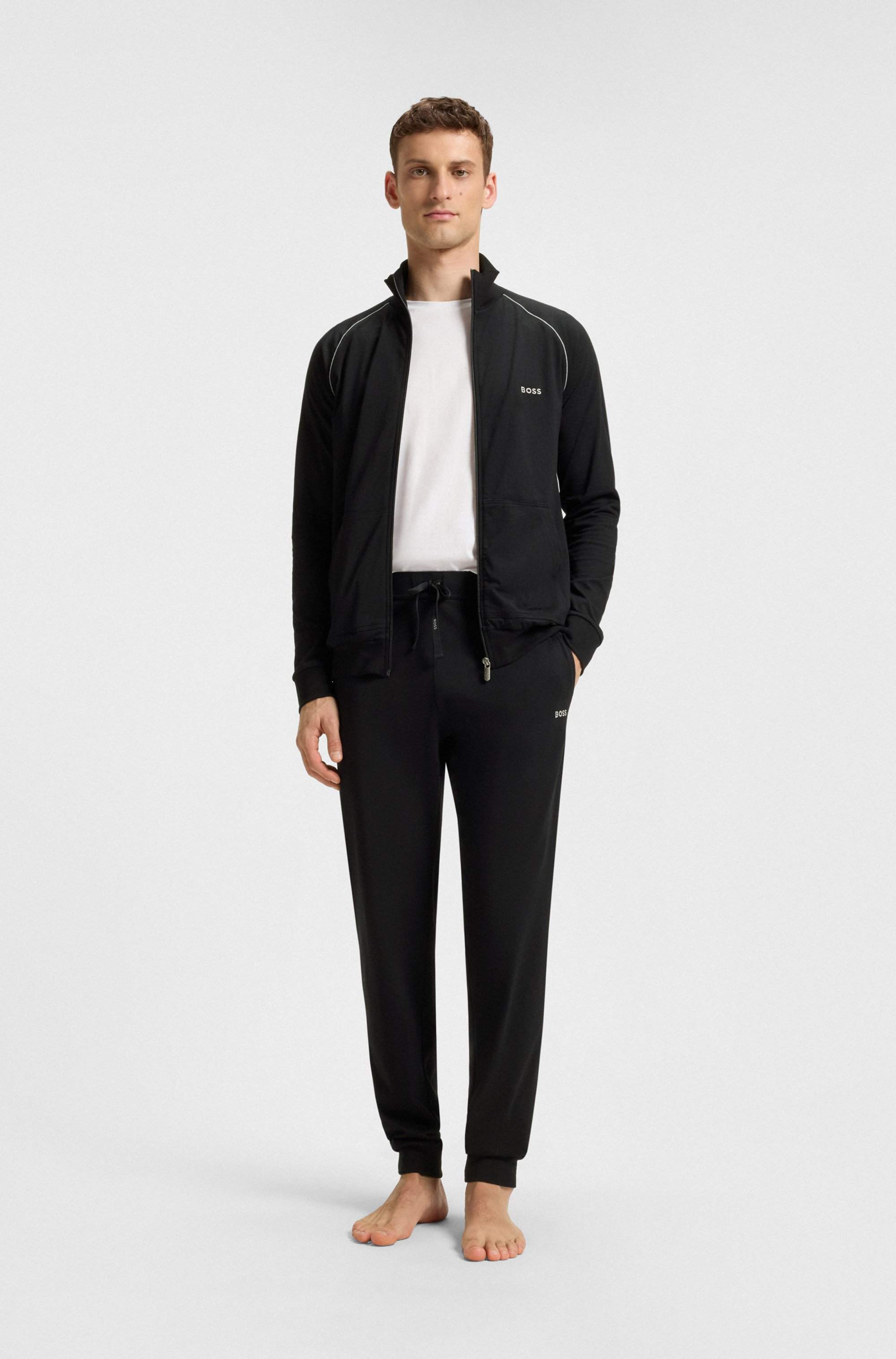 Stretch-cotton tracksuit bottoms with embroidered logo