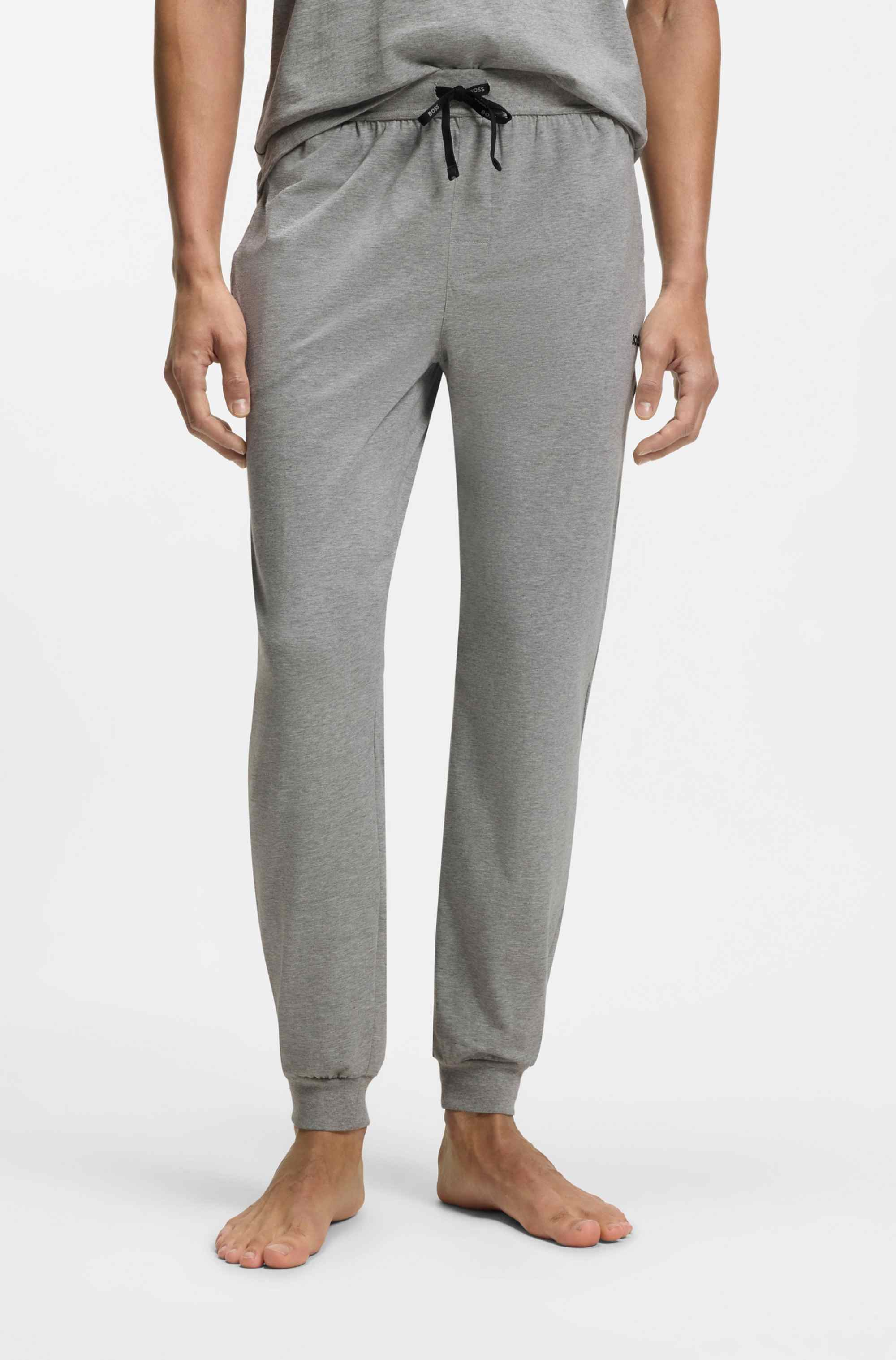 Stretch-cotton tracksuit bottoms with embroidered logo