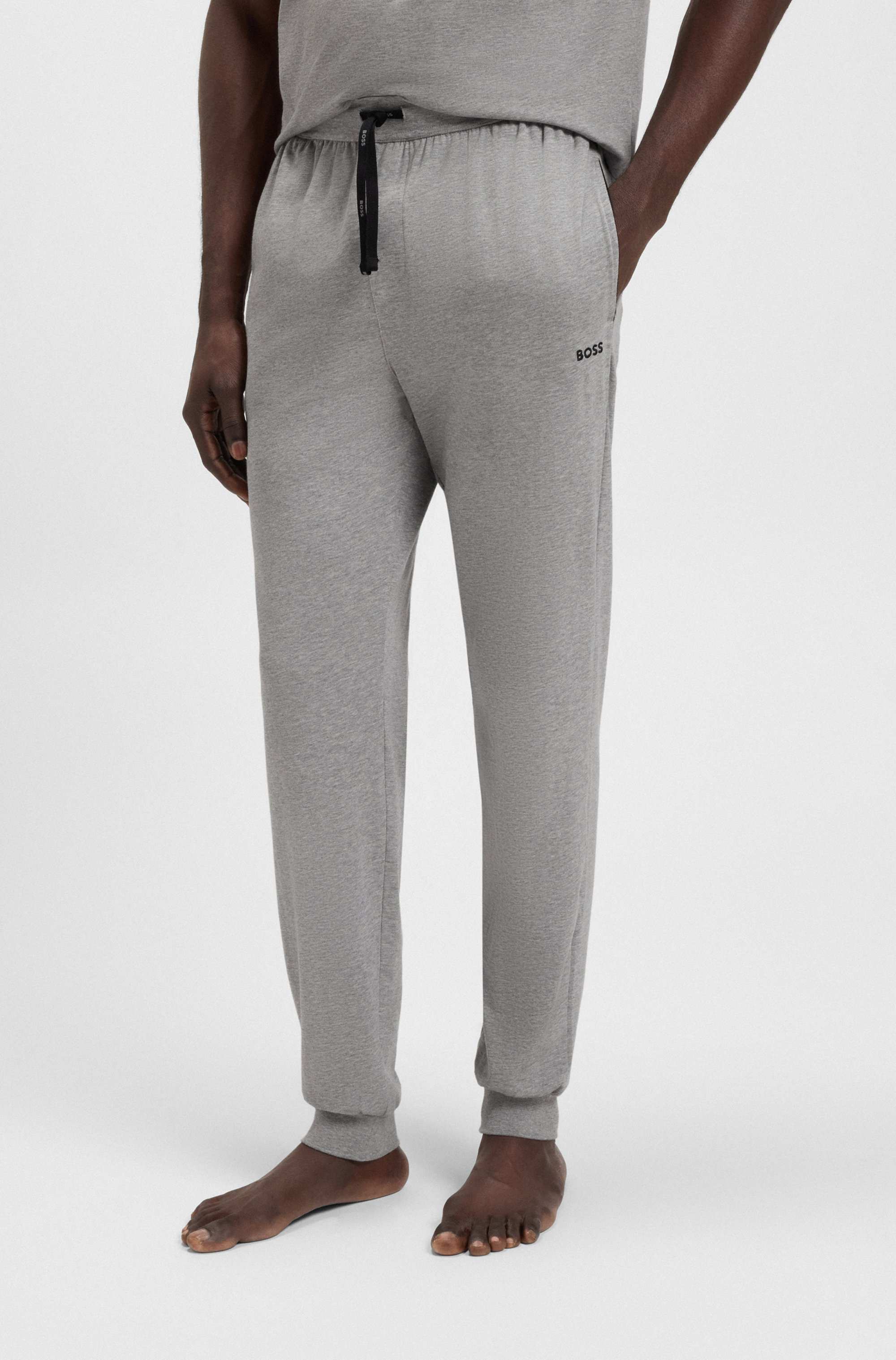 Stretch-cotton tracksuit bottoms with embroidered logo
