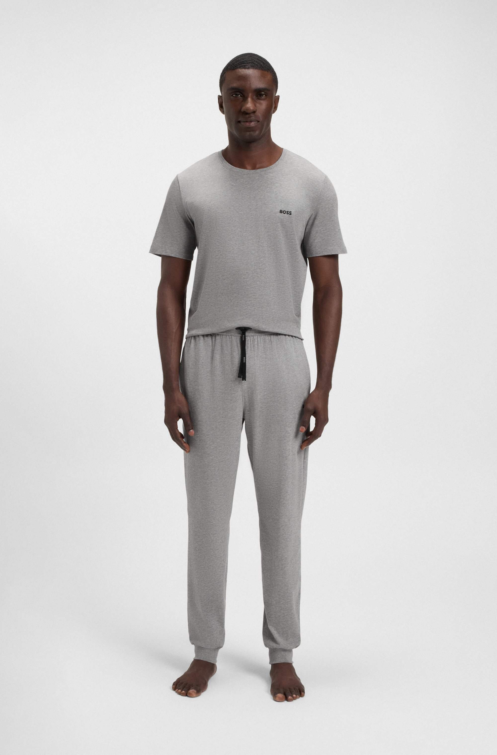 Stretch-cotton tracksuit bottoms with embroidered logo