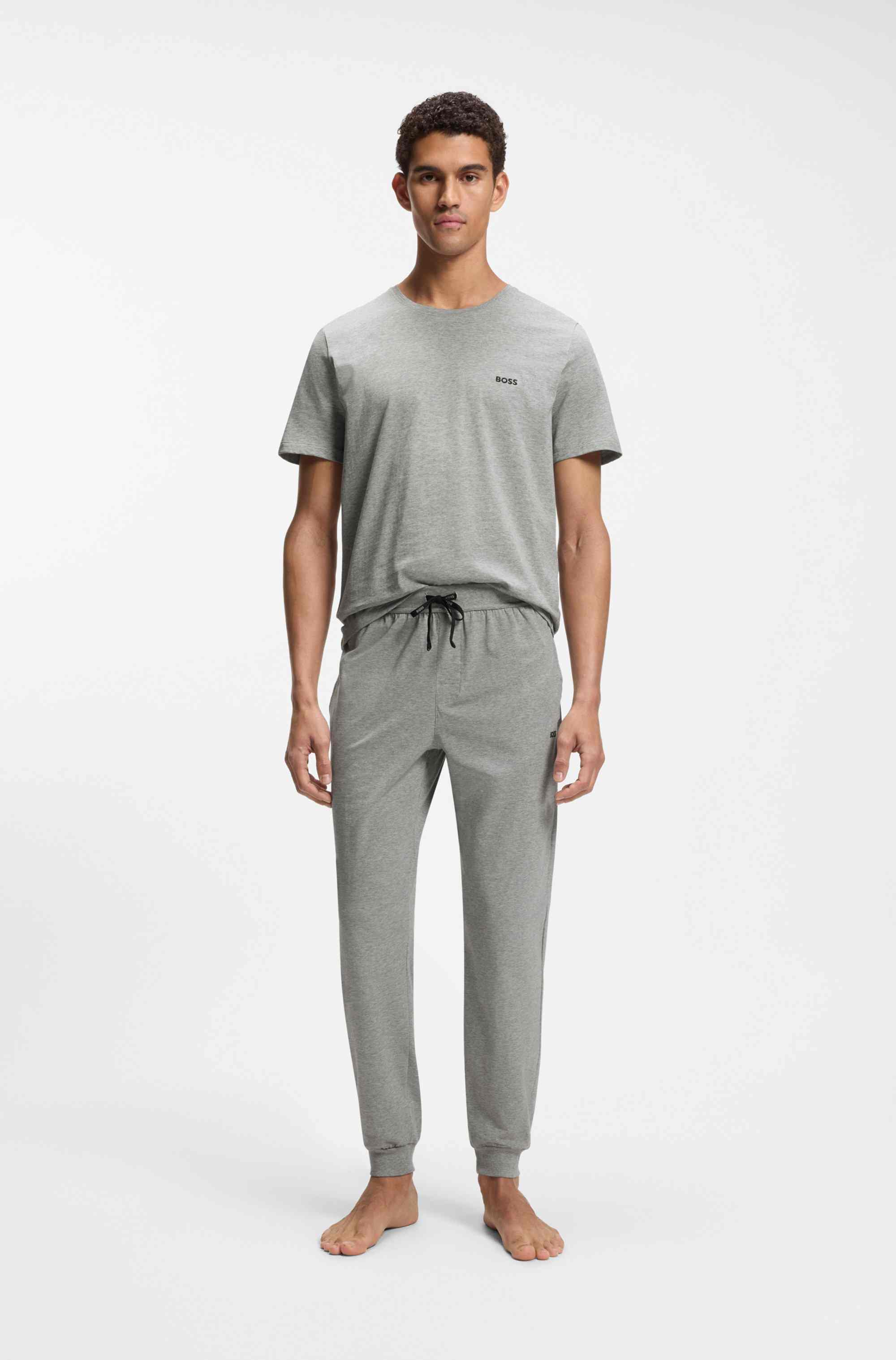 Stretch-cotton tracksuit bottoms with embroidered logo