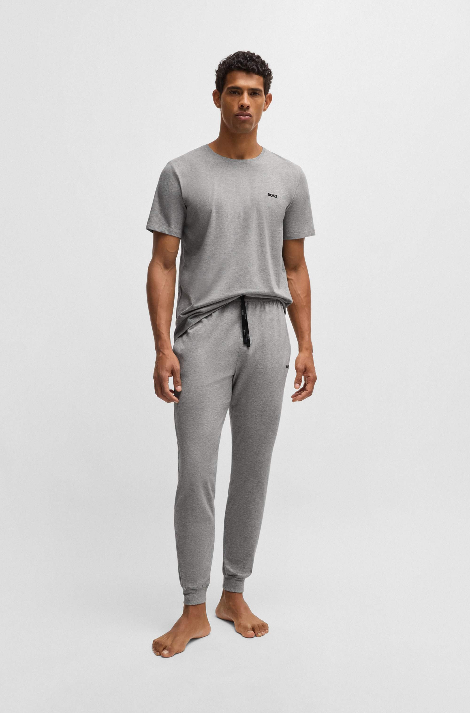 Stretch-cotton tracksuit bottoms with embroidered logo