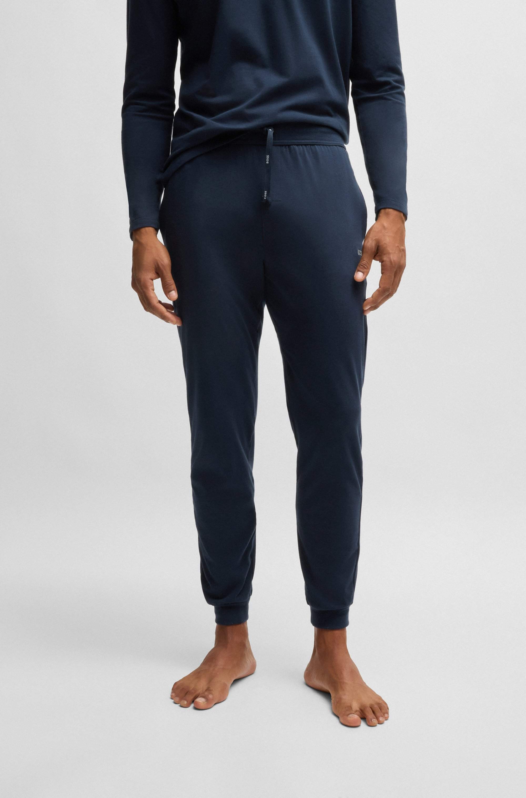 Stretch-cotton tracksuit bottoms with embroidered logo