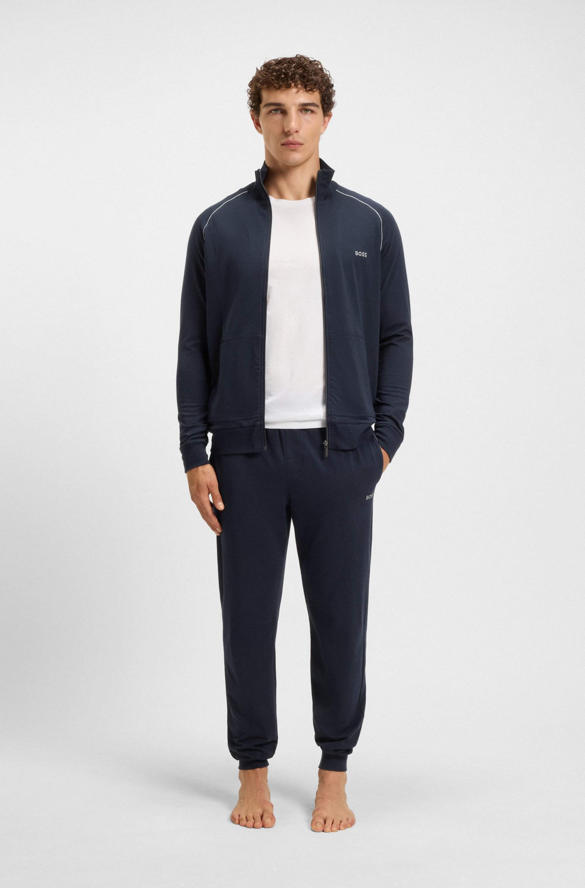 Stretch-cotton tracksuit bottoms with embroidered logo